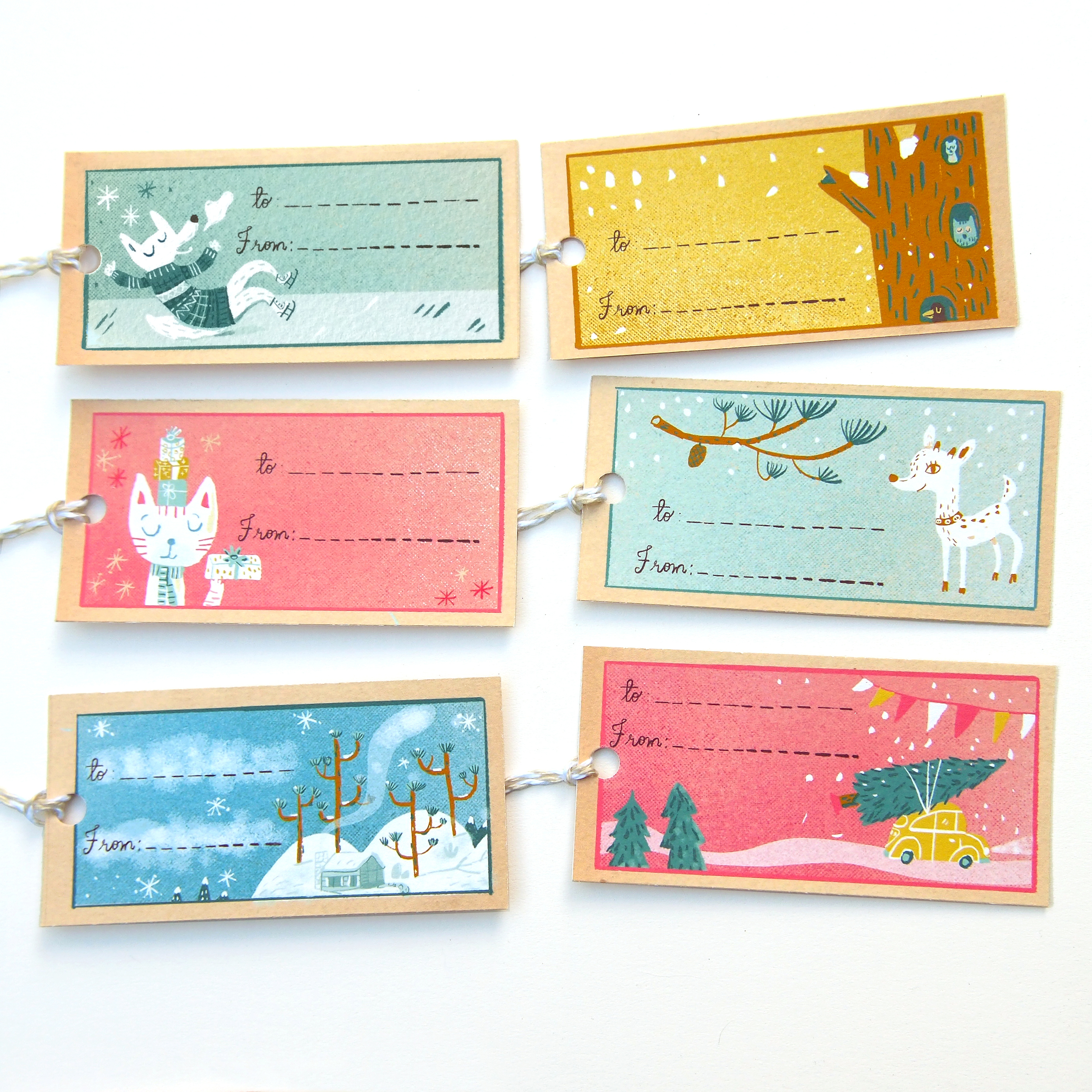 Handcut gift tag set on Etsy