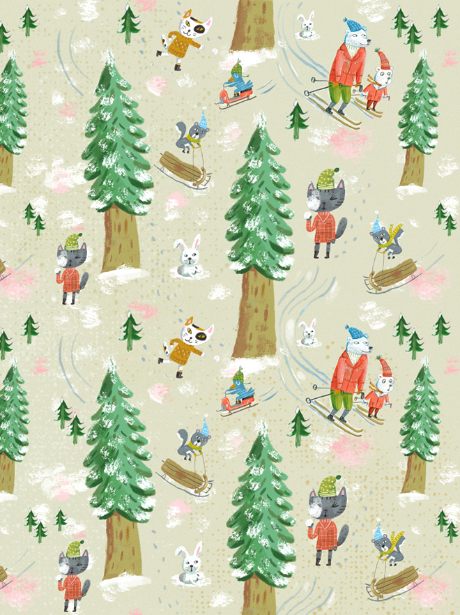 "Snow Day" fabric and Gift Wrap at Spoonflower. 