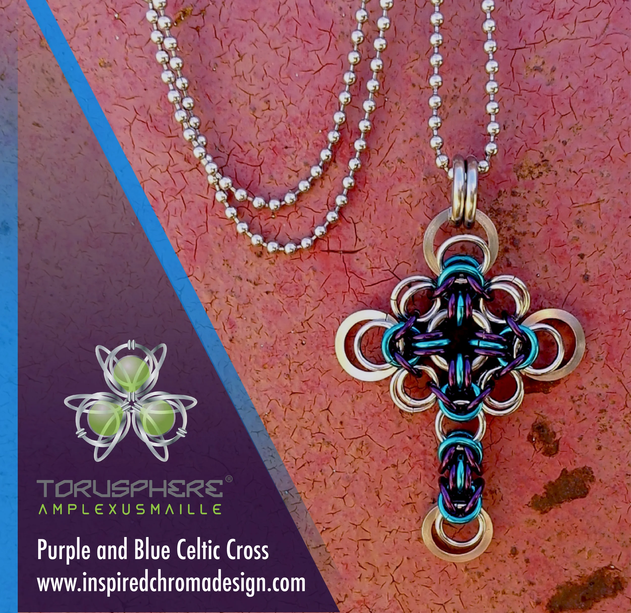 Torusphere® Celtic Cross Pendant Purple/Blue
