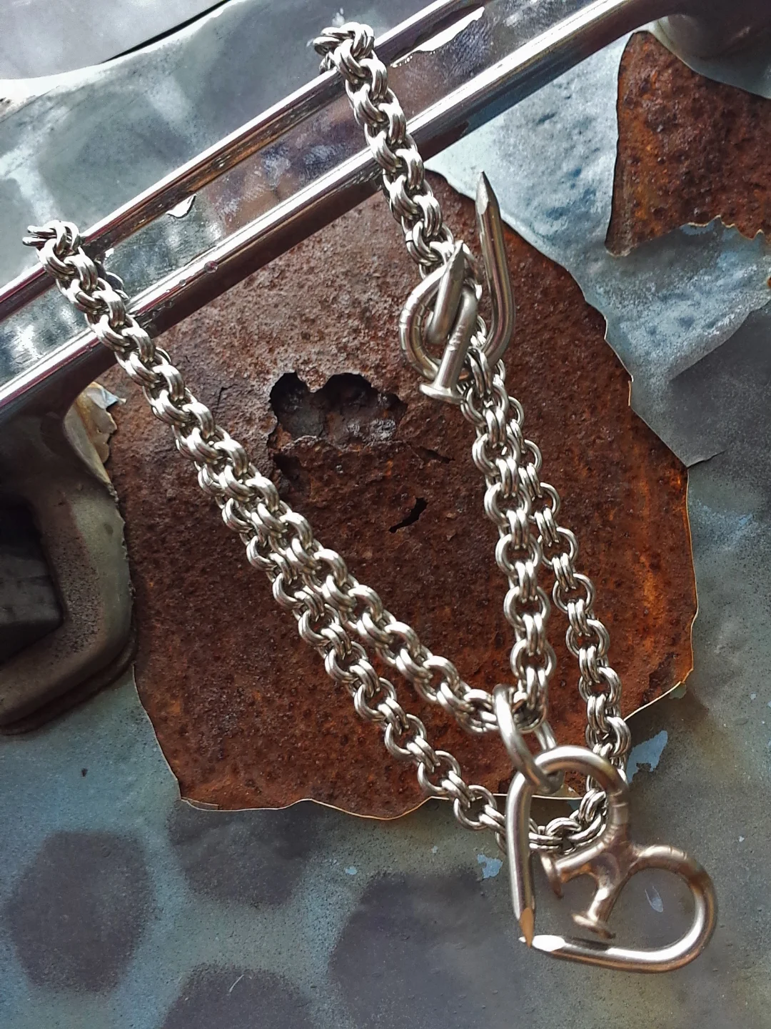 Torusphere® JeanChain featuring Nailmaille® Unbreakable Heart Pendant and Toggle