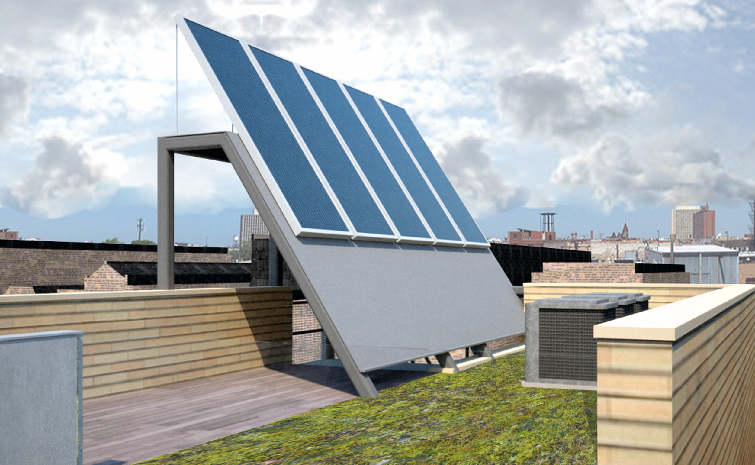 PV panels integrated into rear access stair