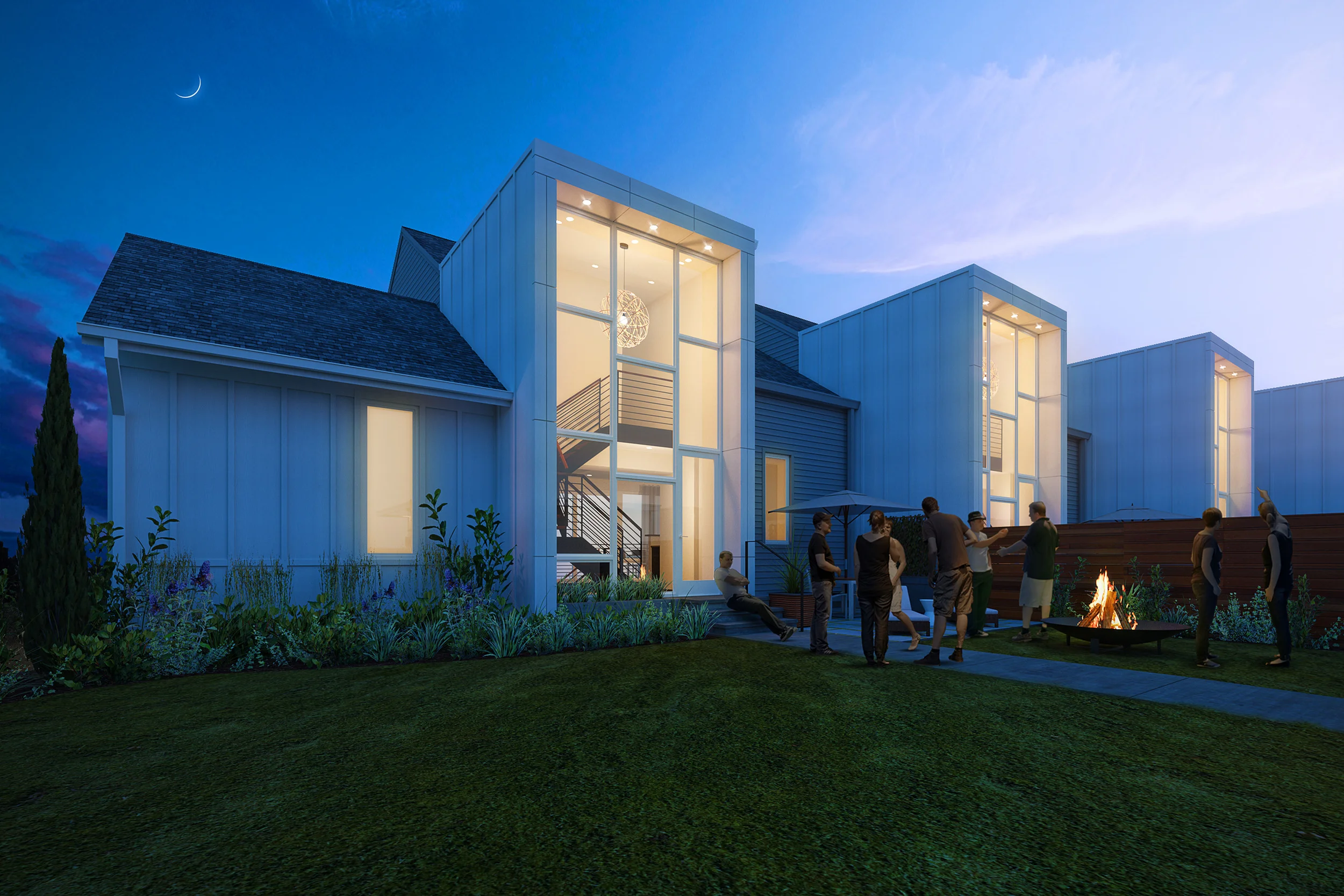 Unique street side courtyards provide a protected intimate outdoor living space 