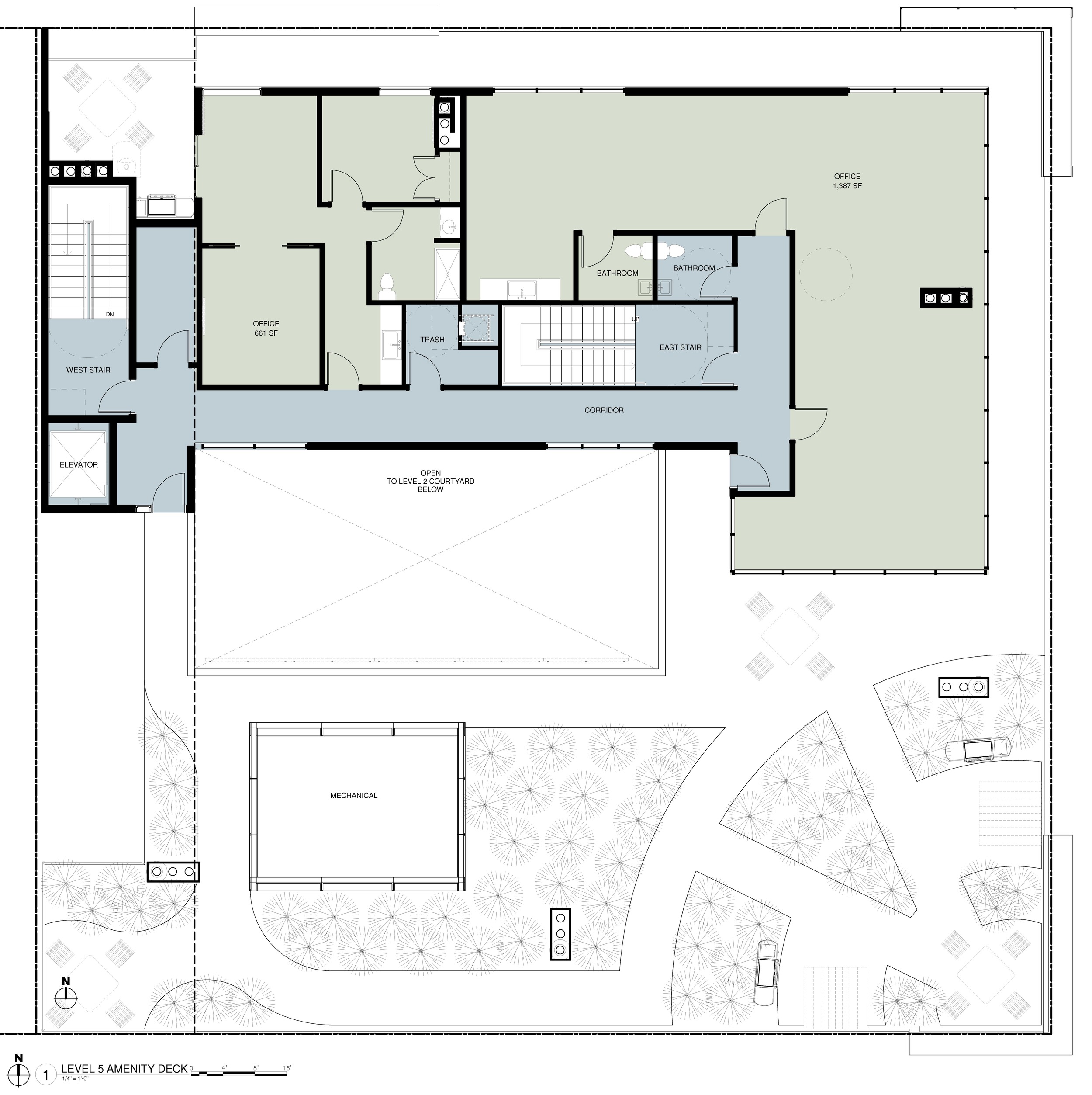 Top Floor Plan - Office, Green Roof and Tenant Amenities