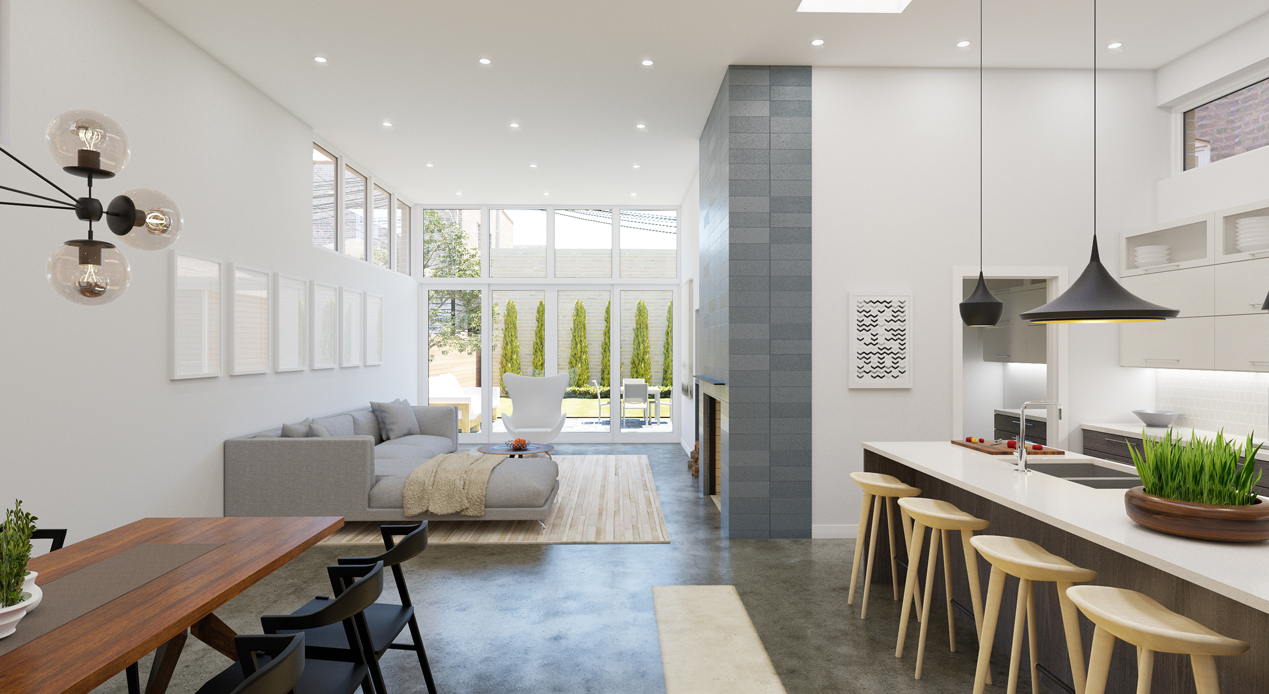 Living, Dining, Kitchen