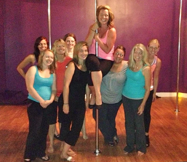 The Pole-Dancing Bachelorette Crew! We really aren't demons, darn flash!