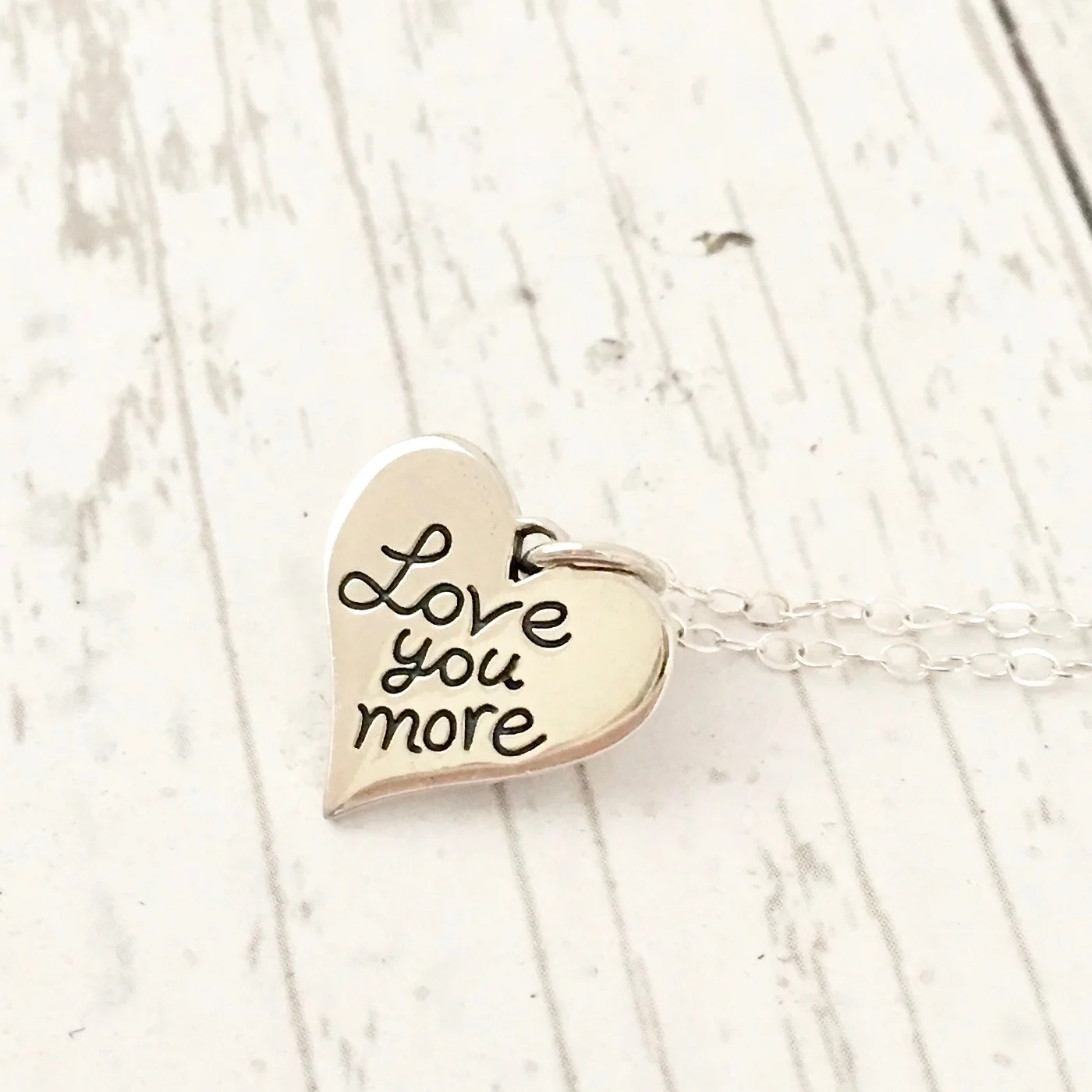 Love you more heart necklace | Sterling 