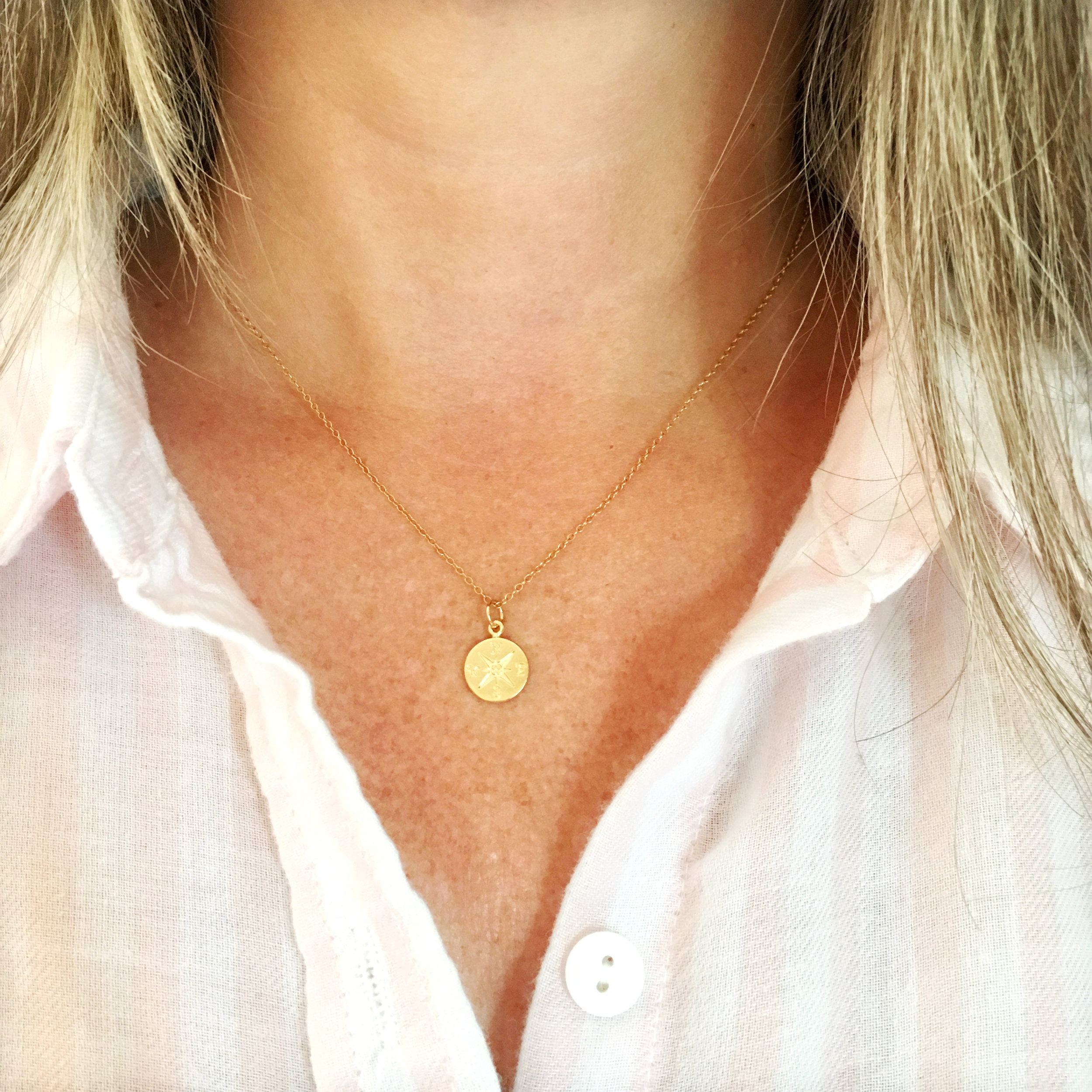 Gold Compass Necklace — JustJaynes Sterling Silver Jewelry