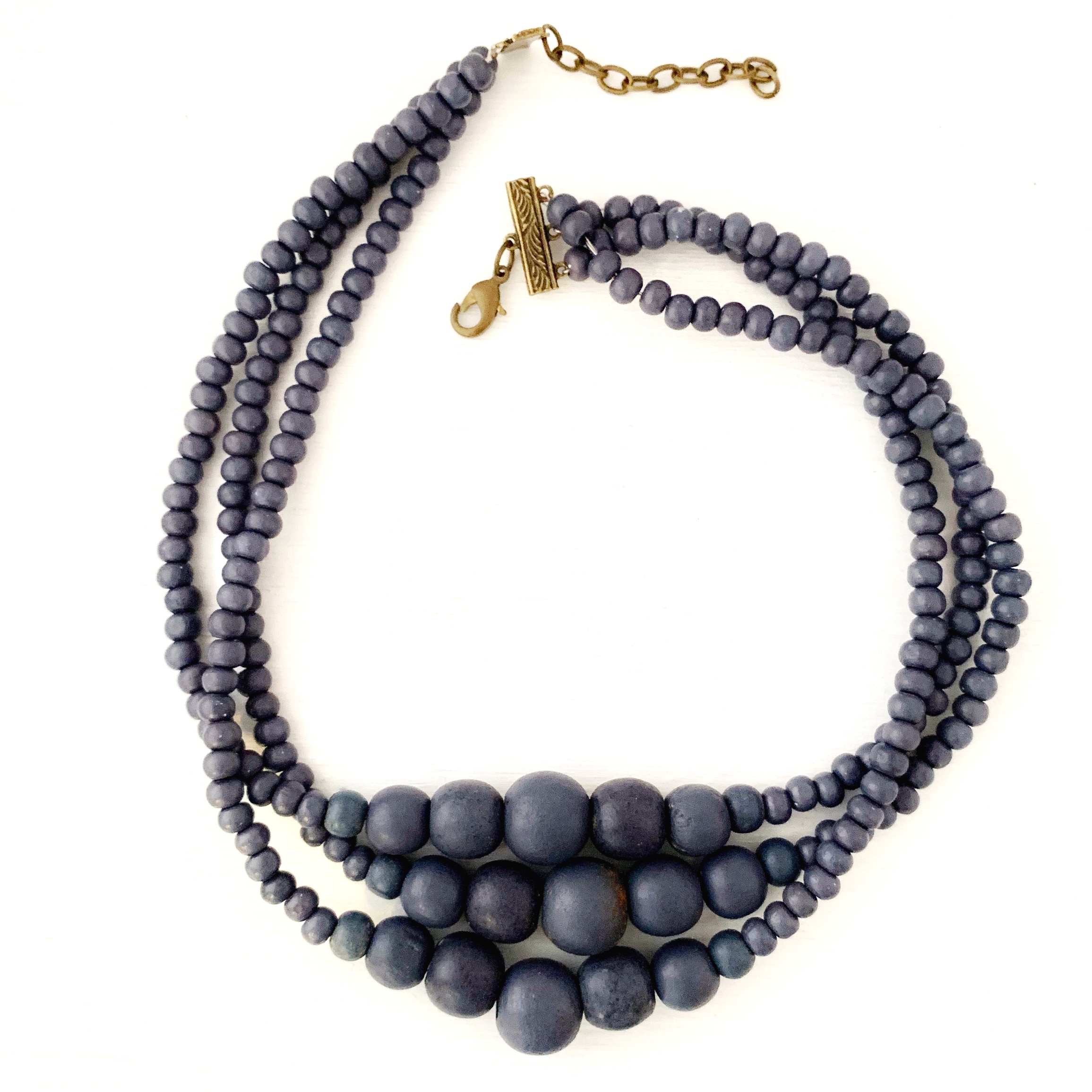 Details about   Necklace Painted Blue Wood Beaded Necklaces 