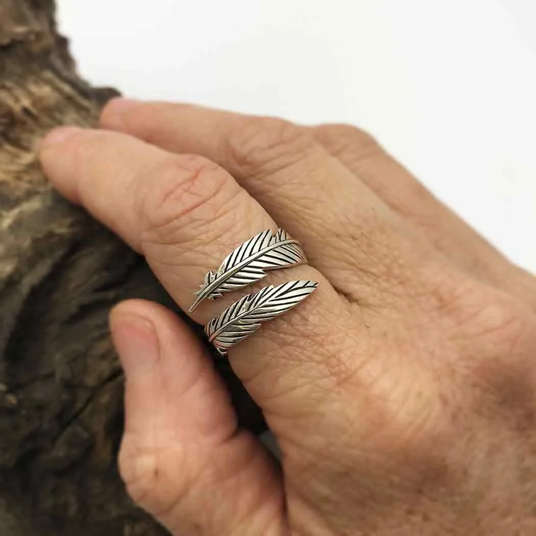 Adjustable Feather Ring Sterling Silver — JustJaynes Sterling