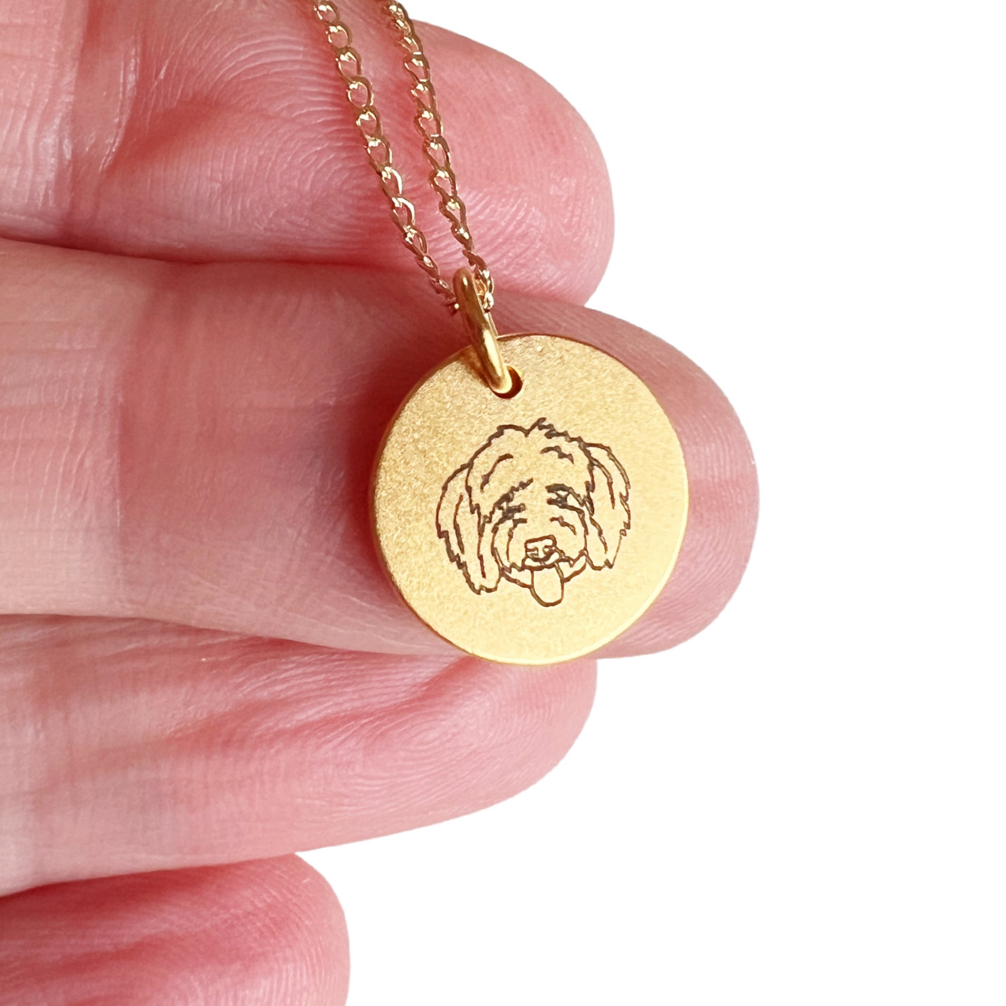 Gold Dog Tag Necklace with Both Sides Engraved - Tales In Gold