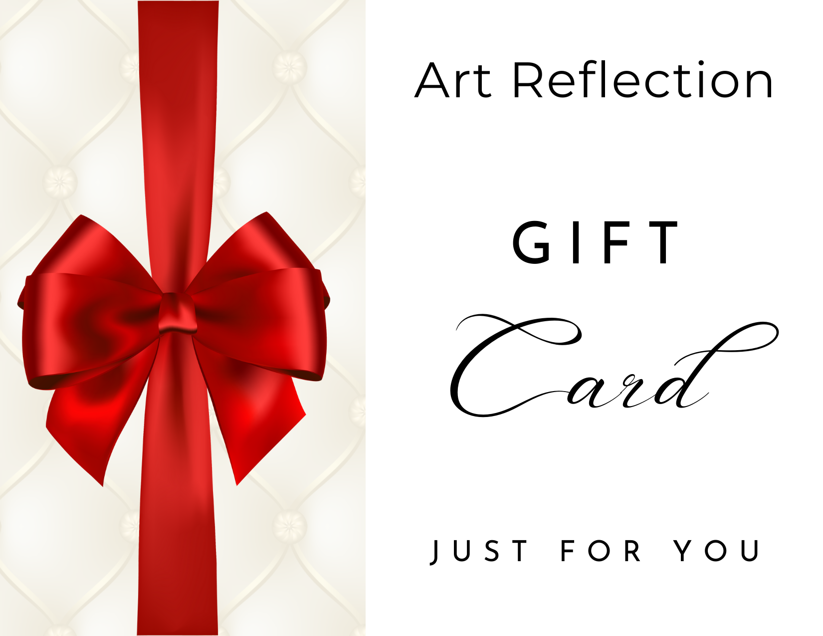 Elegant gift voucher card for Art Reflection custom framing and fine art prints, available to buy online