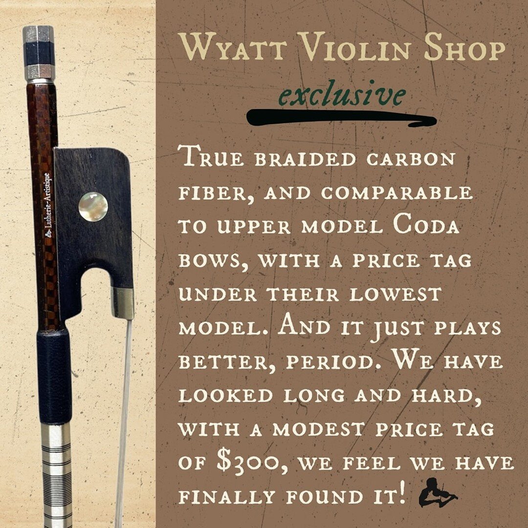 Introducing the Lutherie-Artistique.

Our newest addition to our WVS Exclusive line of bows.  A true &ldquo;workhorse&rdquo;!

Available for violin, viola, cello, and bass.  4/4 only.

#WyattViolin #BowSeason #BackToSchool #ShopLocal #KCMOmusic #KCvi