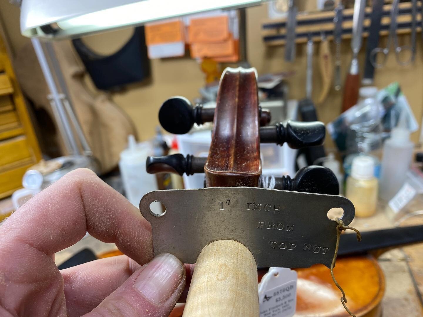 Cool old neck shaping template. #wyattviolin #wyattviolinshop