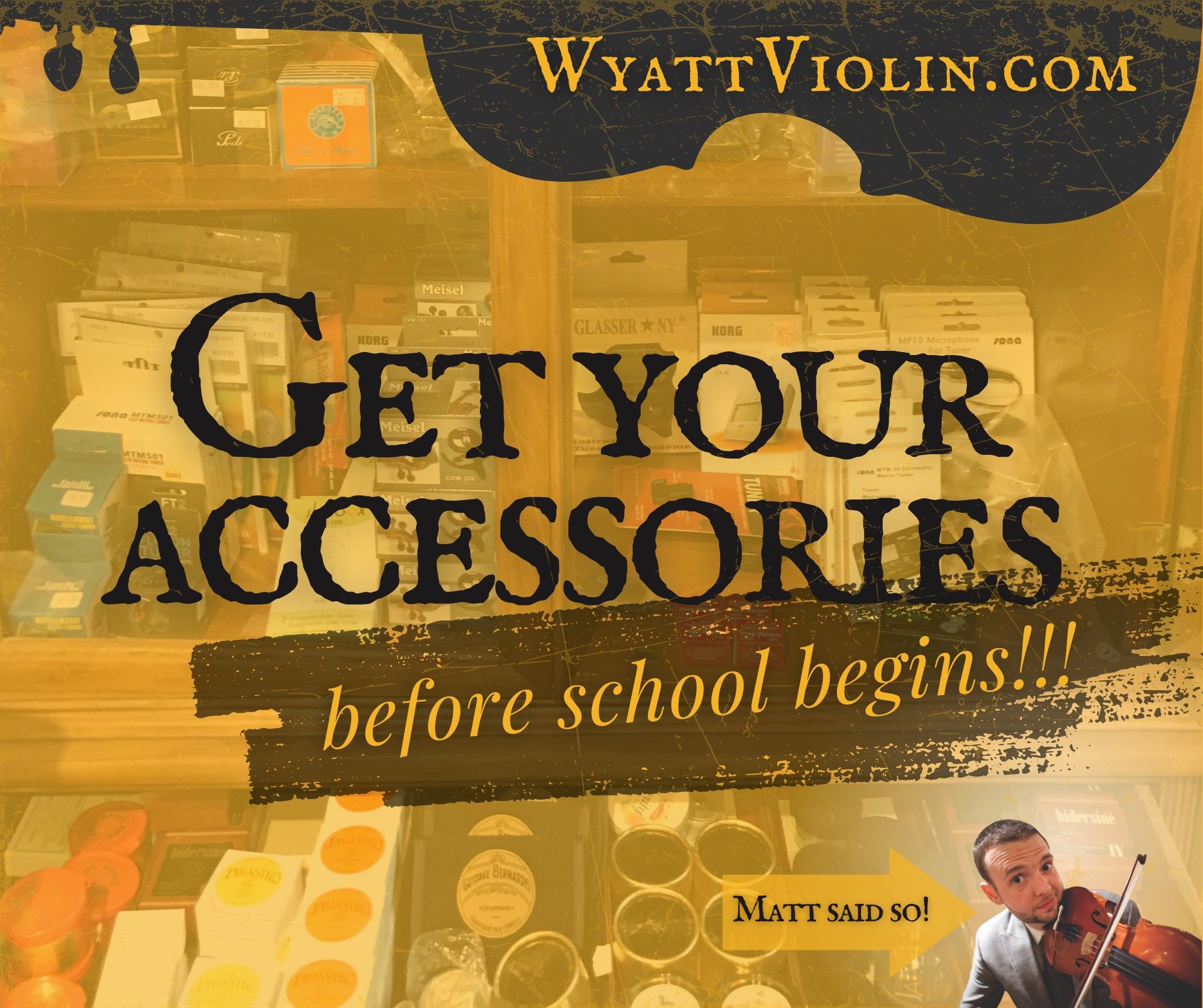 Avoid the back-to-school madness by making sure you're fully equipped with all of your stringed instrument essentials! 🎻 From bows and cases to rosin and shoulder rests, we've got you covered. Come see us before the frenzy begins!

WyattViolin.com/a