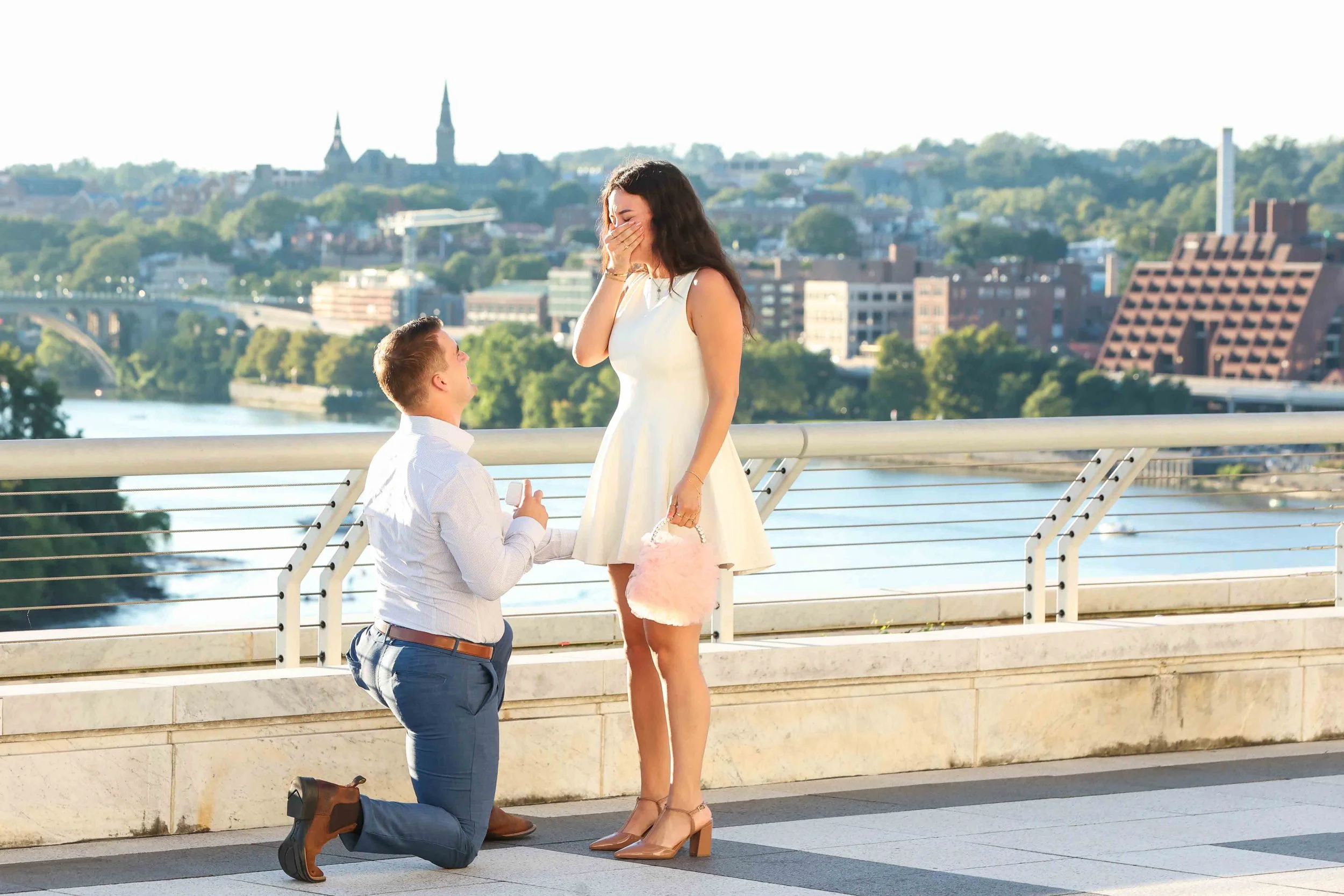 Golden Hour Surprise Proposal in Washington DC
