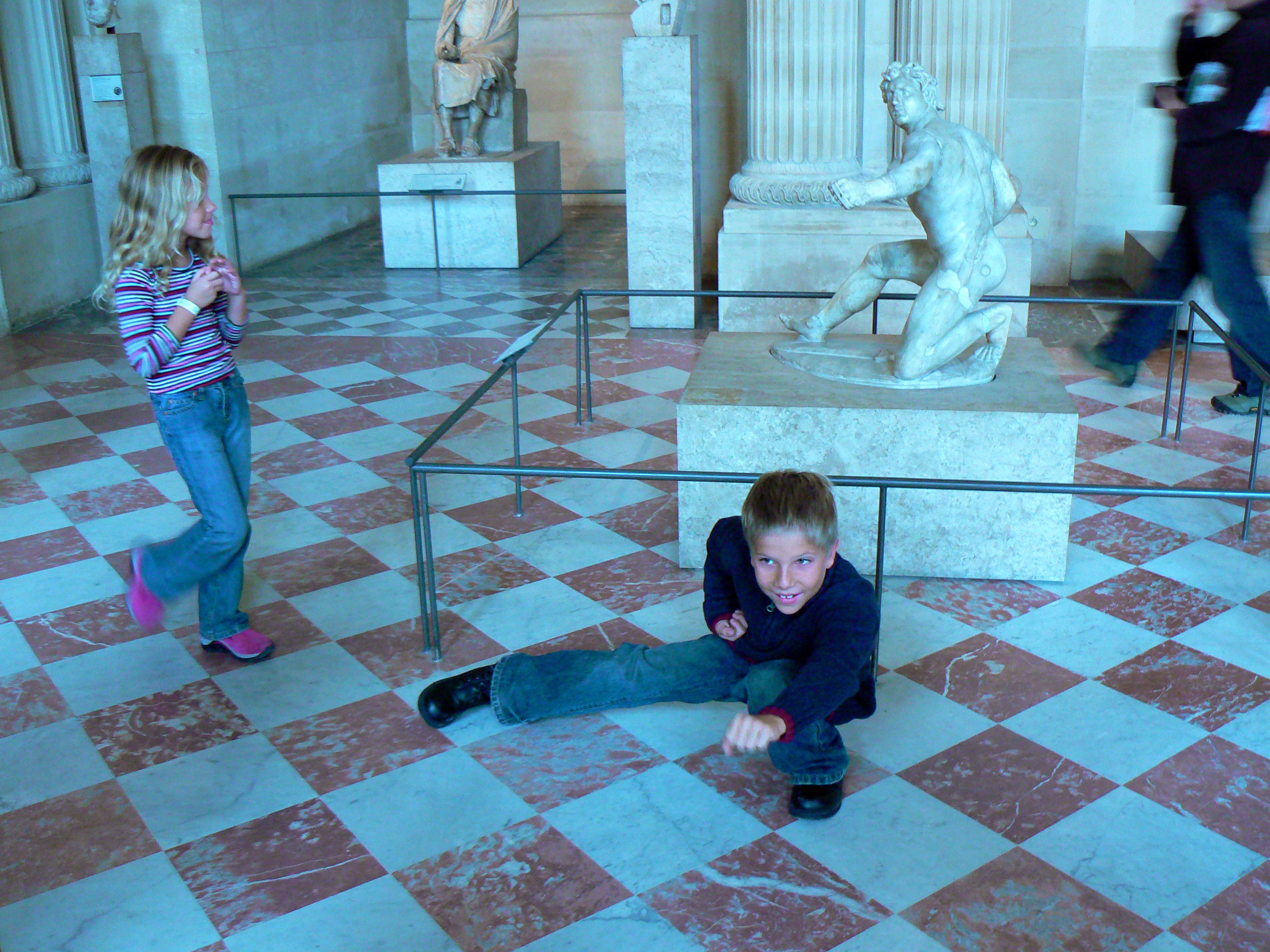 Marley and Zeb at the Louvre March 22 07.jpg
