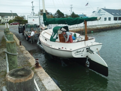 Fall haul-out for Annie S. - 26' Atlantic Cat
