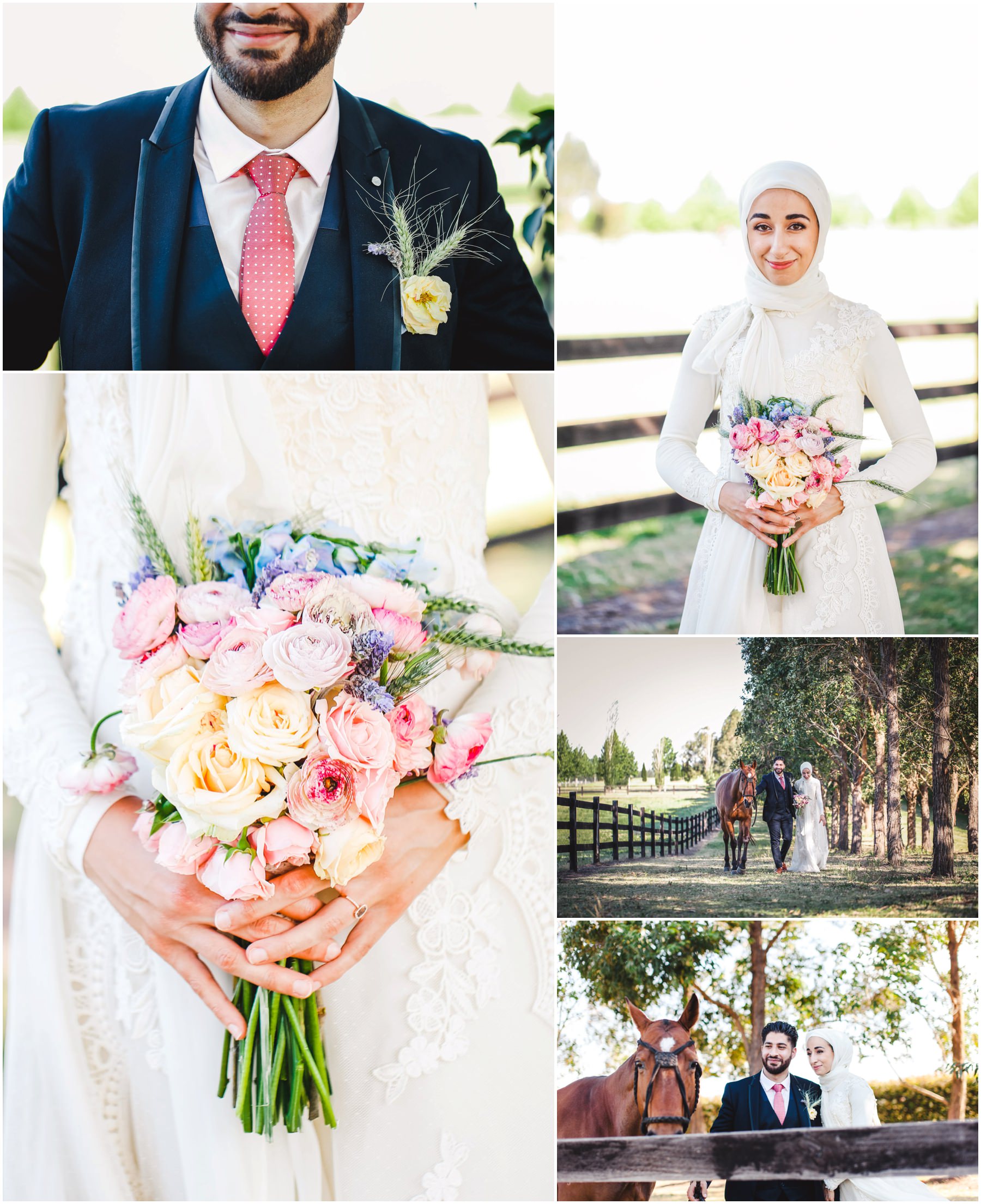 bride and groom portrait with bouquet