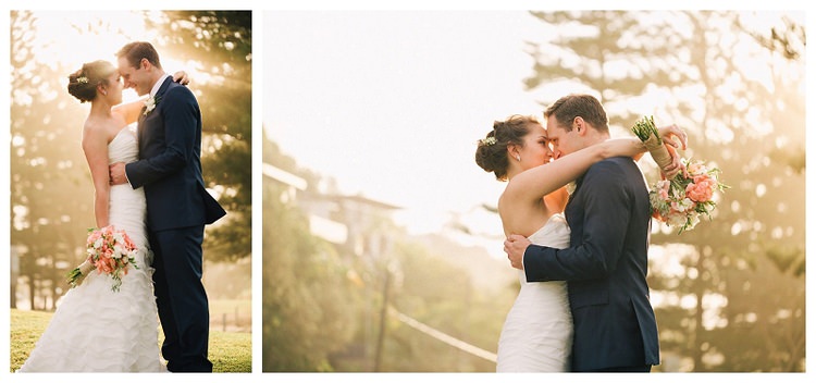 wedding couple kissing sunset palm beach