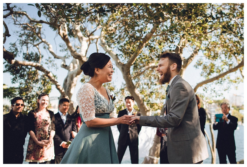 bride and groom -  cremorne reserve waterside wedding