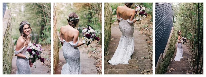 off shoulder wedding gown