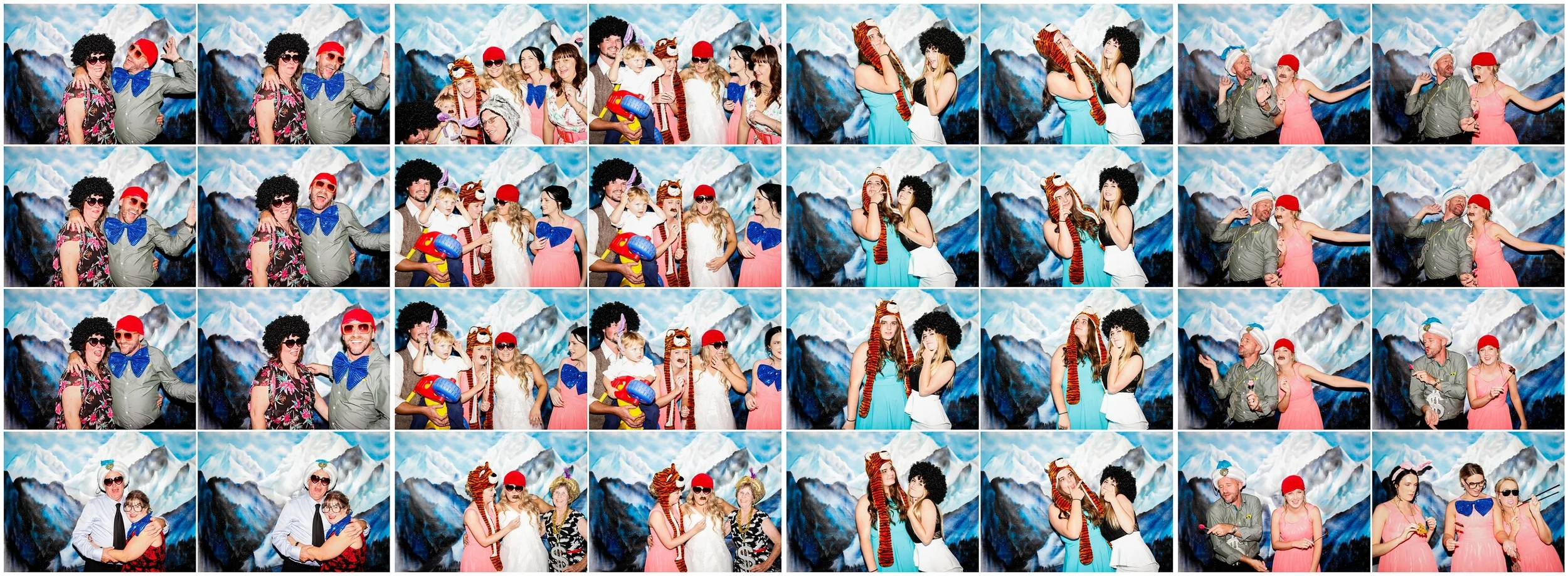 Madeline + Josh's Berambing wedding photo booth - mountains backdrop