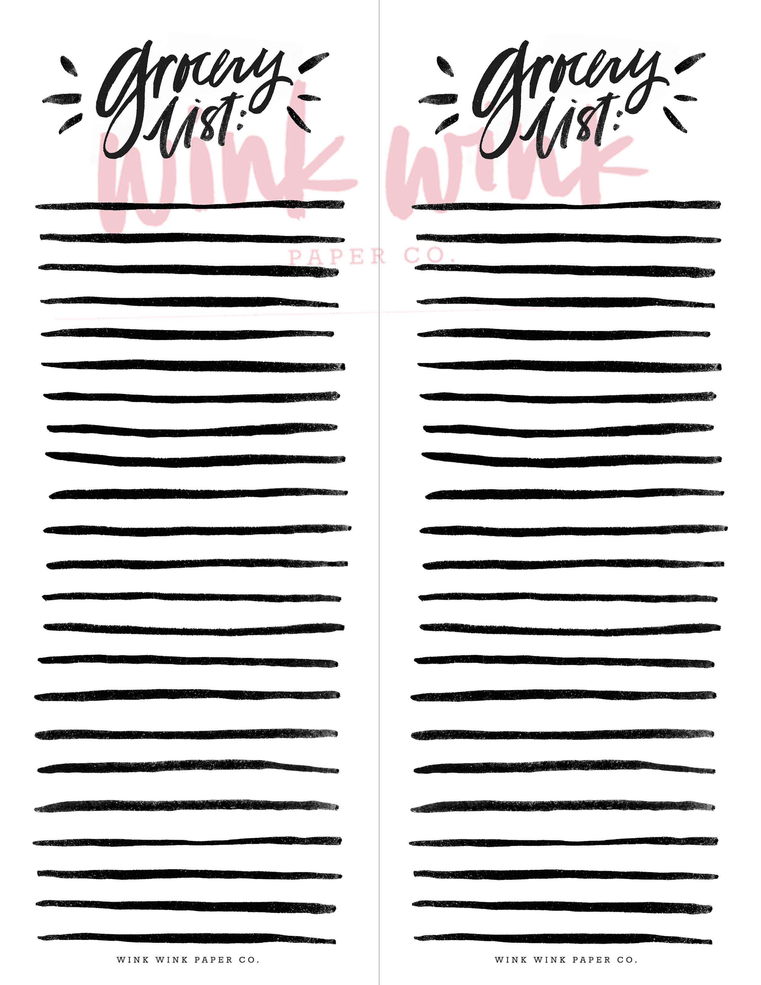 free printable brush lettered grocery list wink wink printable grocery lists