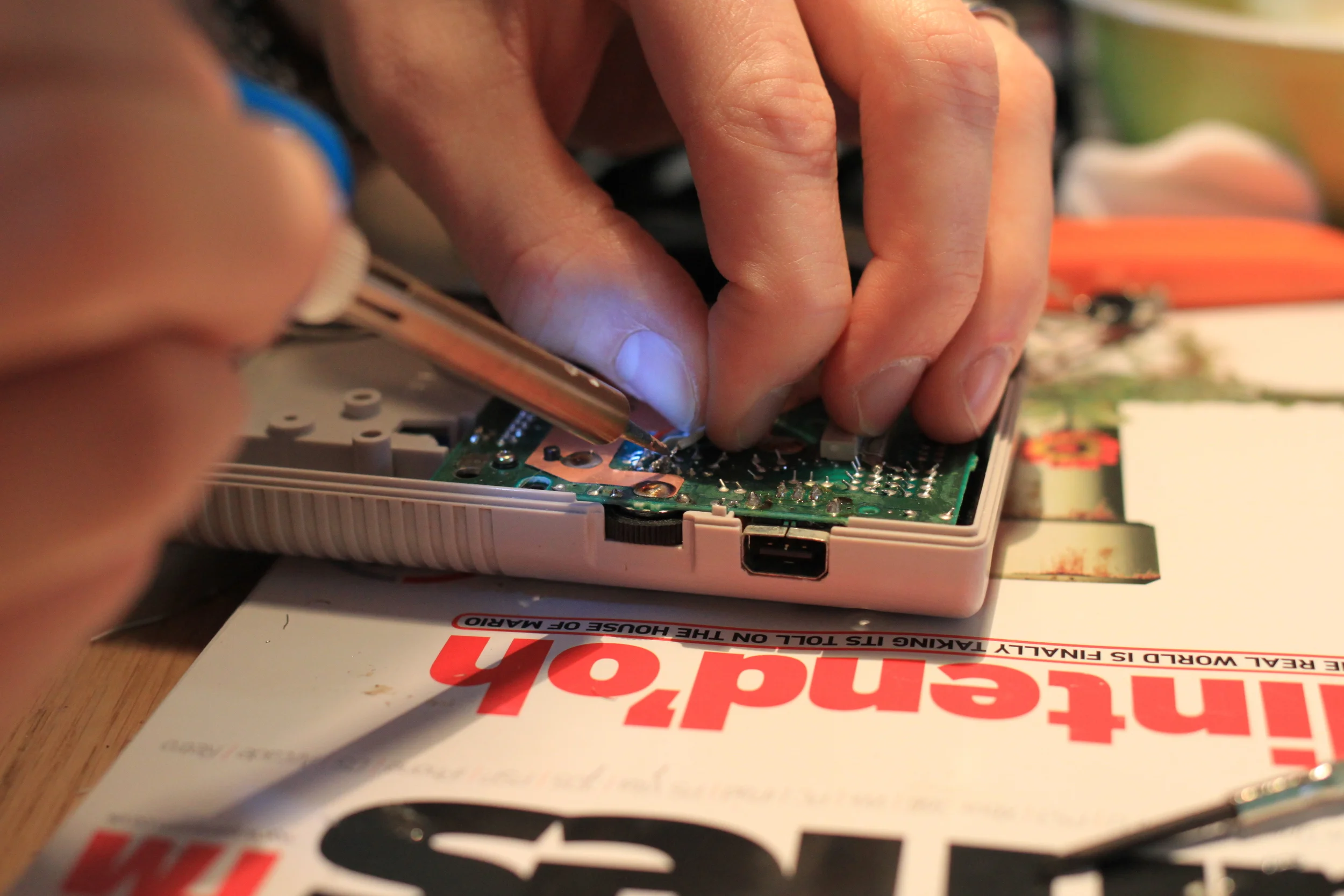 My terrible soldering job with a £6 soldering iron from ebay