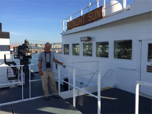 Clay Maitland observes from the bridge wing of Midnight Sun while en route to Alaska.