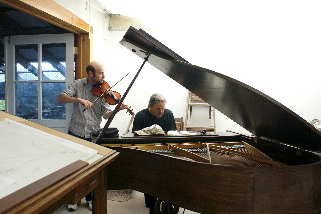 Scottish fiddler Brandon Vance & Mark Minkler at Deer Harbor Boatworks