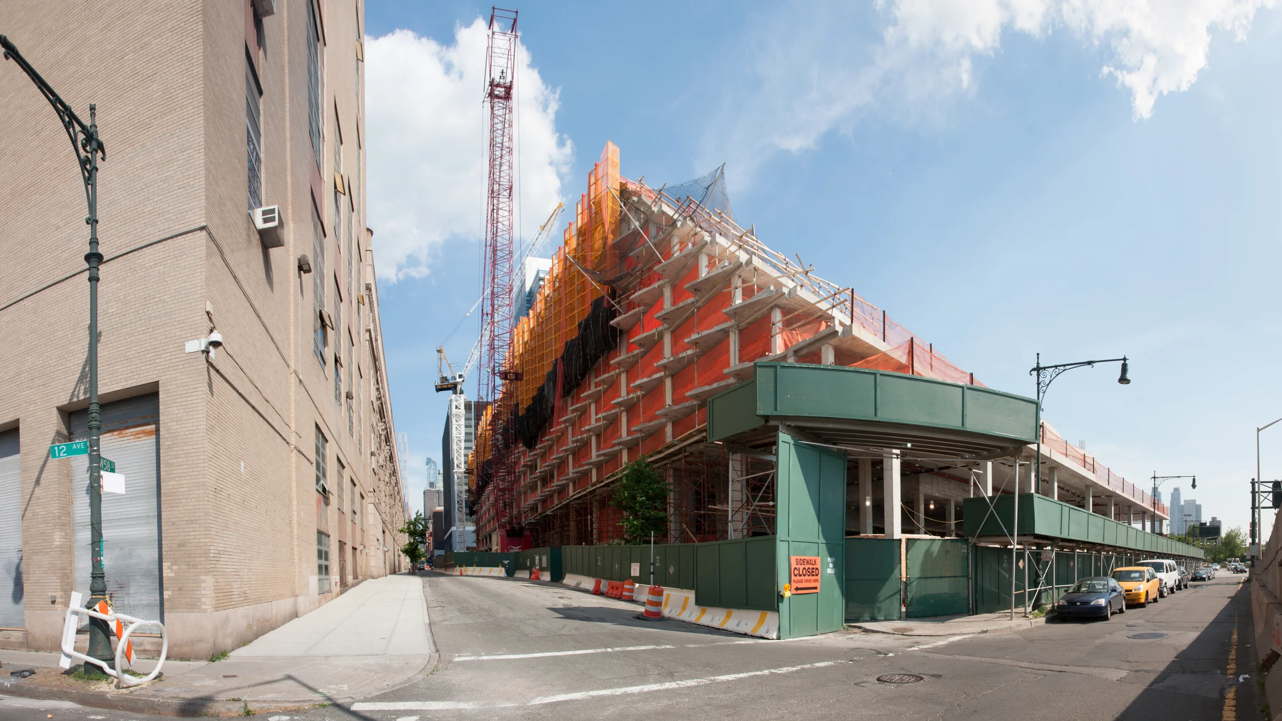 The serrated edge of the north facade along West 58th Street at 12th Avenue.