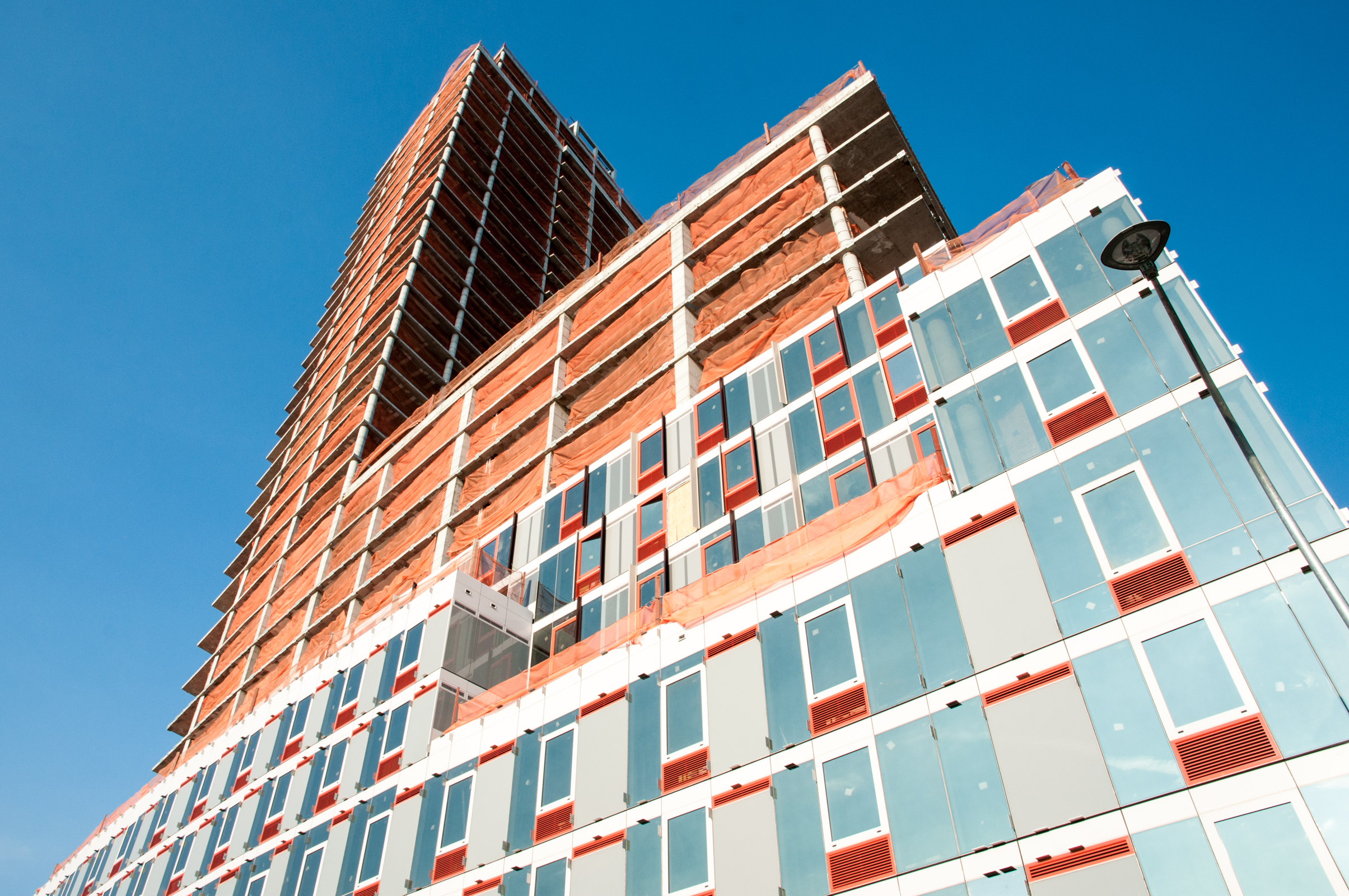 The southwest corner of Building A.