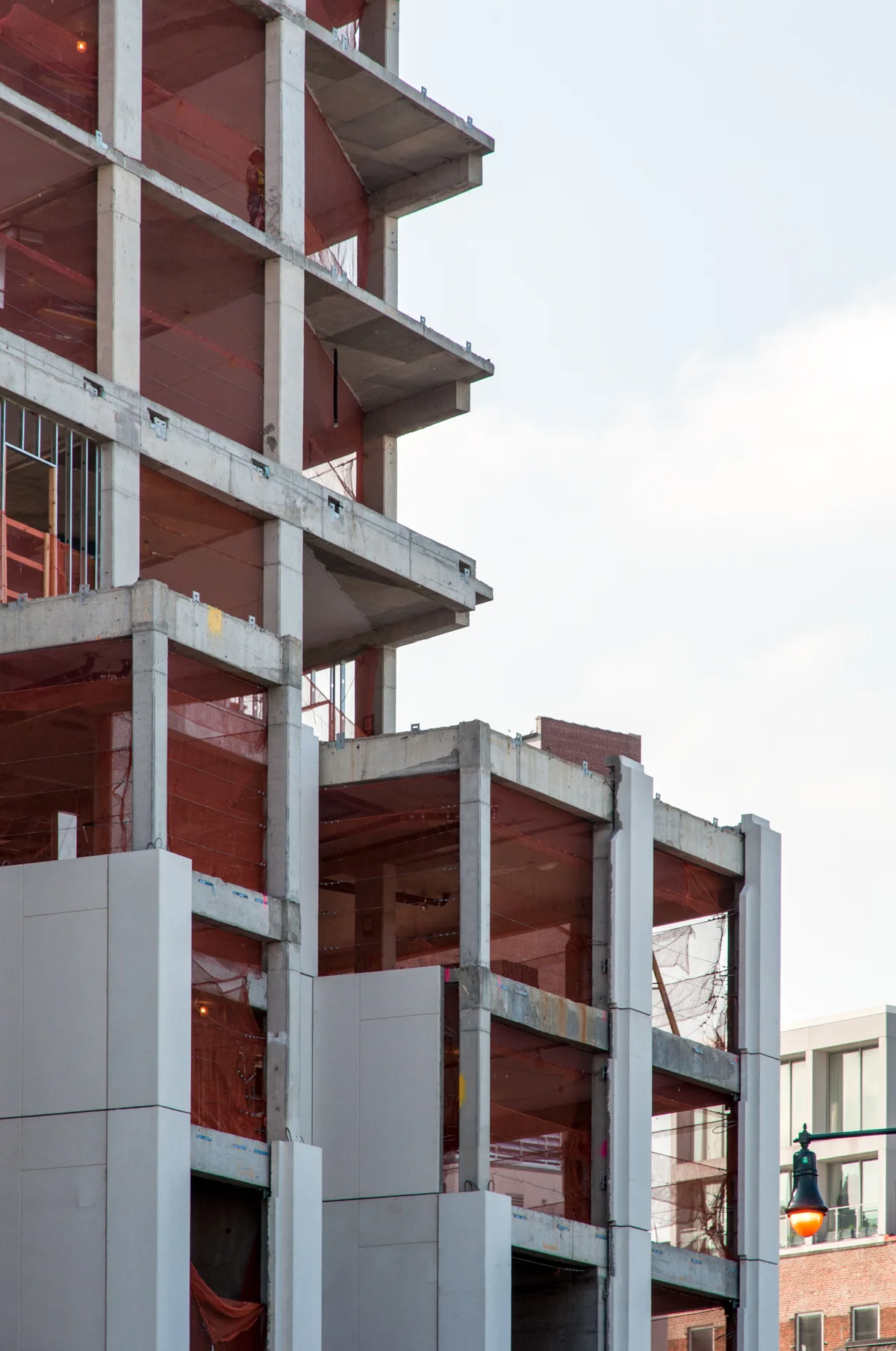 Pre-cast panels on the west façade of the podium.
