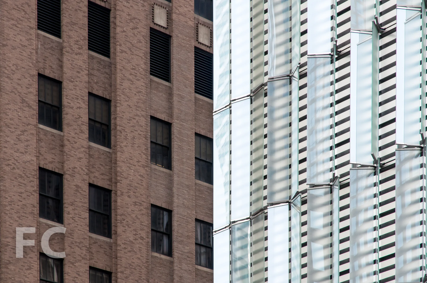 Detail of the glass fins that clad the podium of 1 WTC.