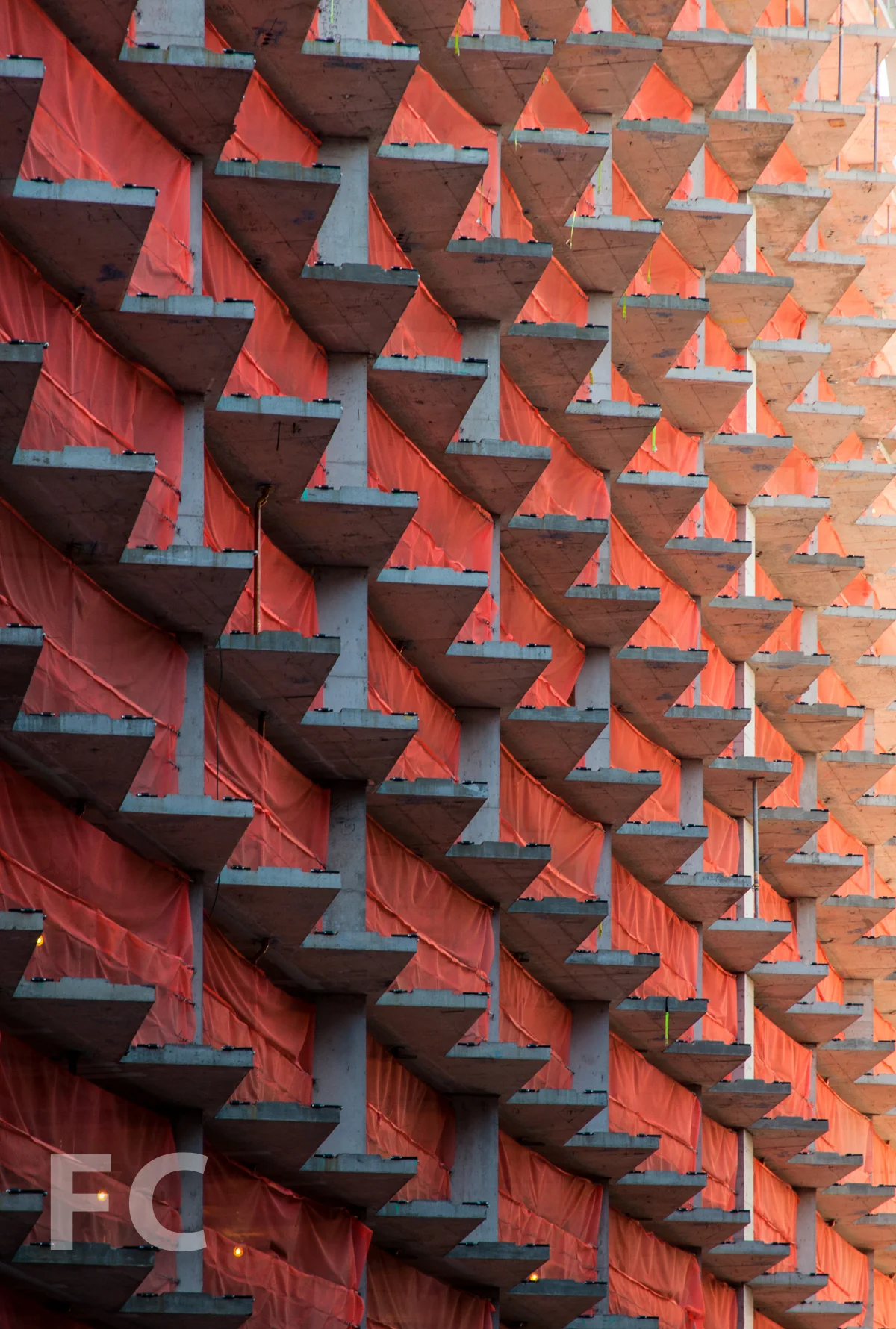 Detail of the saw tooth slabs at the north façade along West 58th Street.