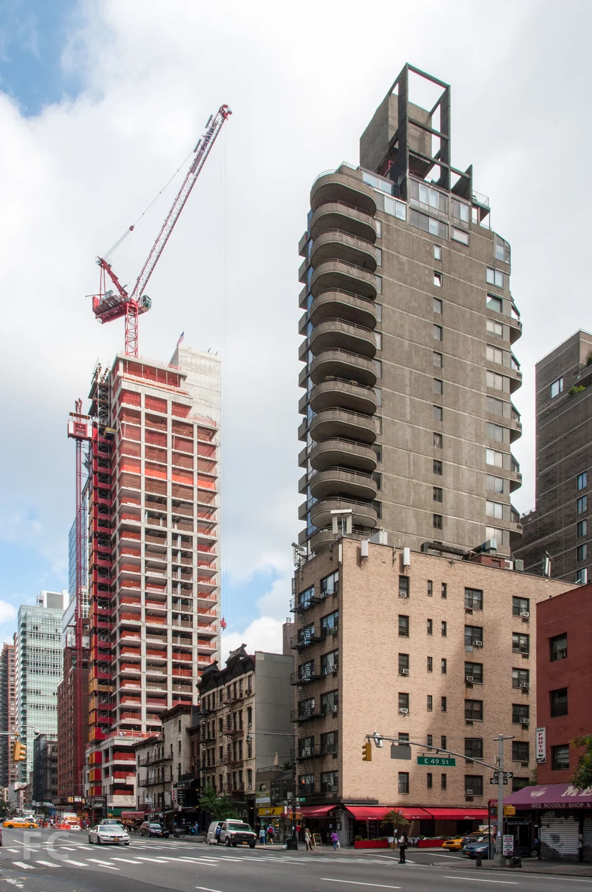The southwest corner of the tower from 2nd Avenue.