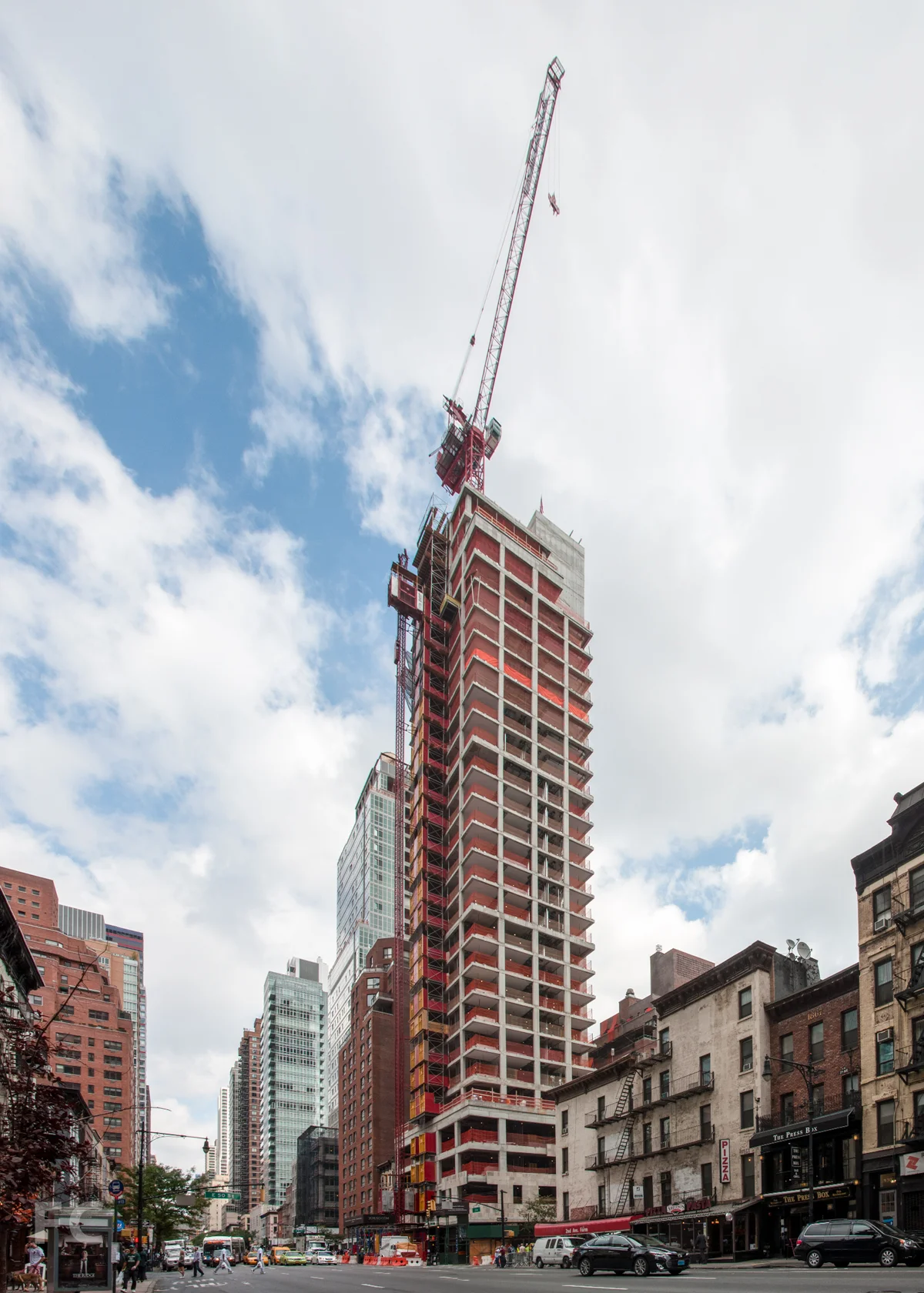 The southwest corner of the tower from 2nd Avenue.
