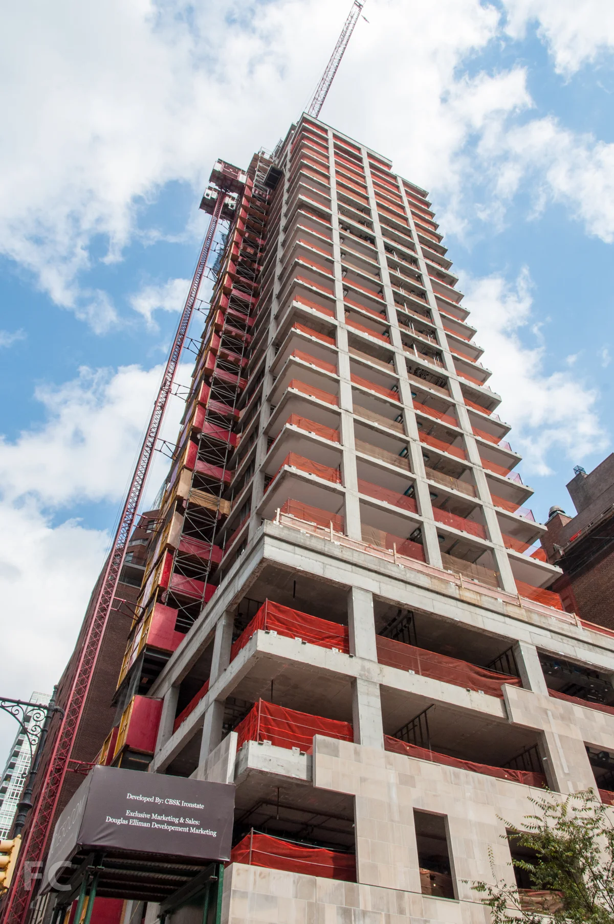 The southwest corner of the tower from 2nd Avenue.