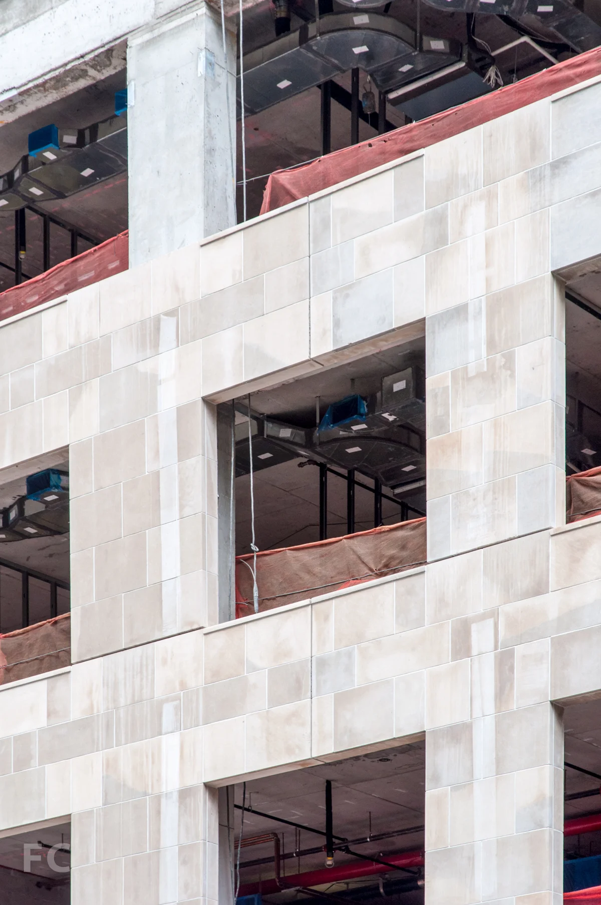 Detail of the limestone cladding.
