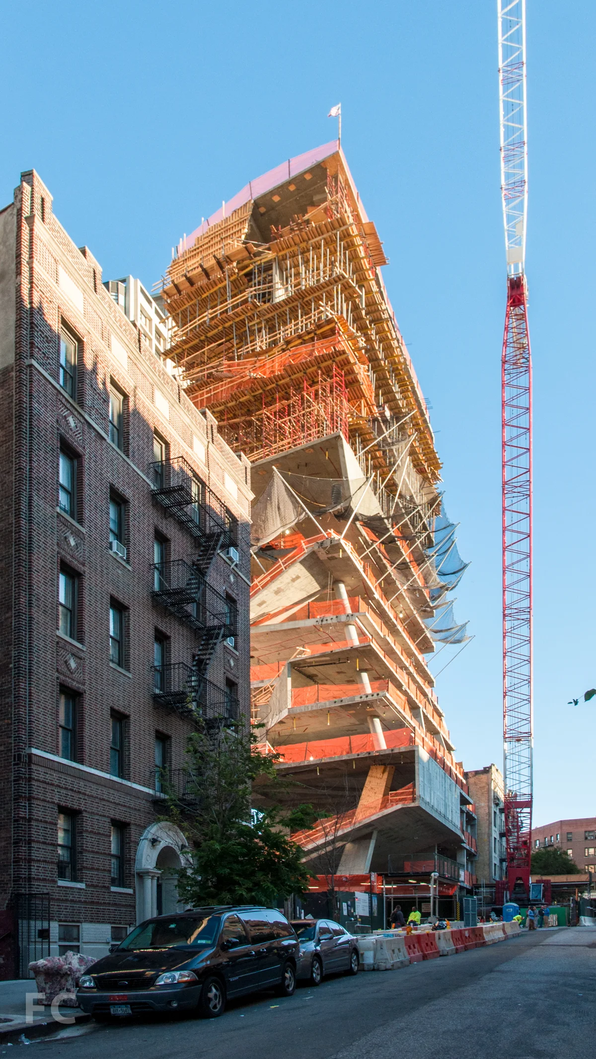The "study cascade" of the southeast corner from Haven Avenue.