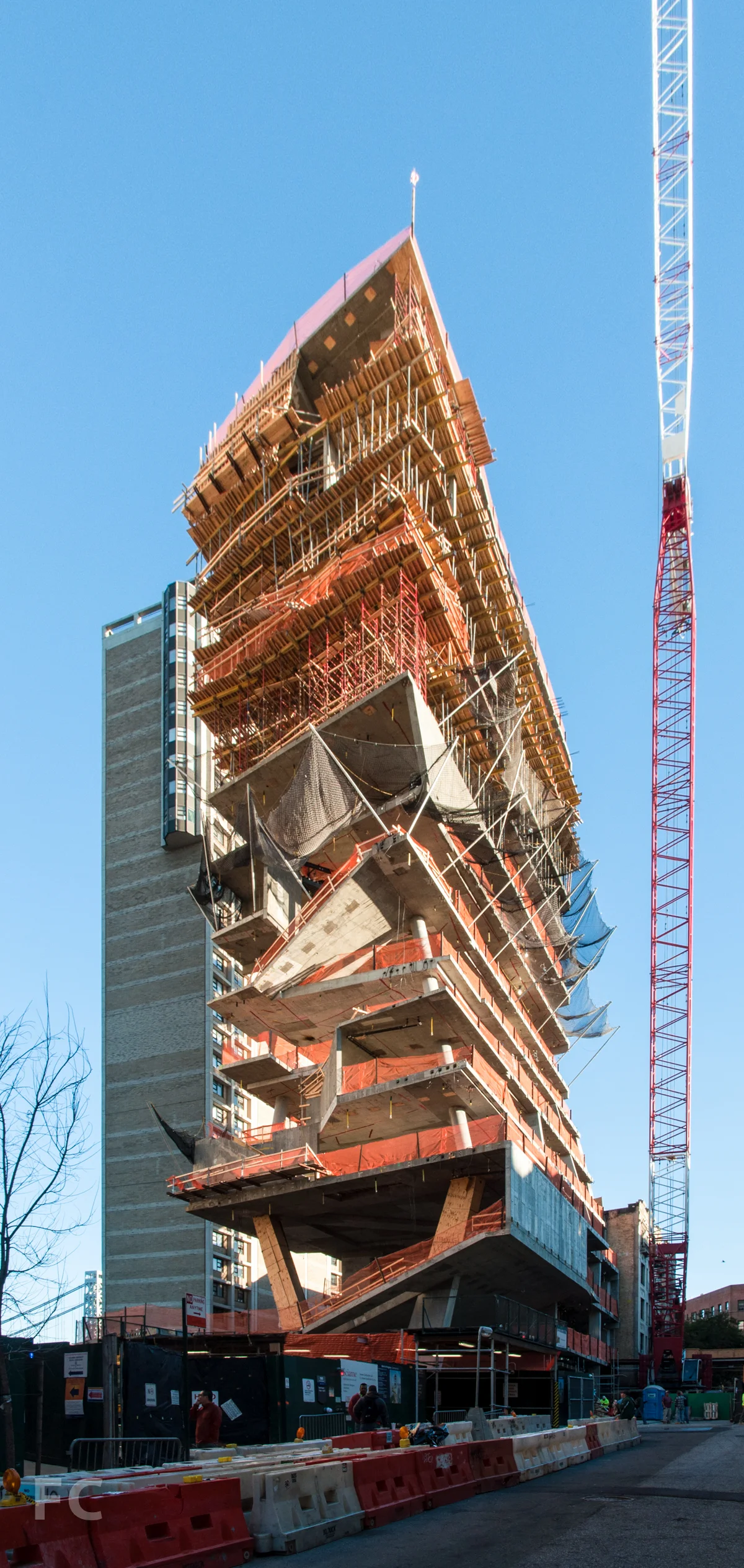 The "study cascade" of the southeast corner from Haven Avenue.