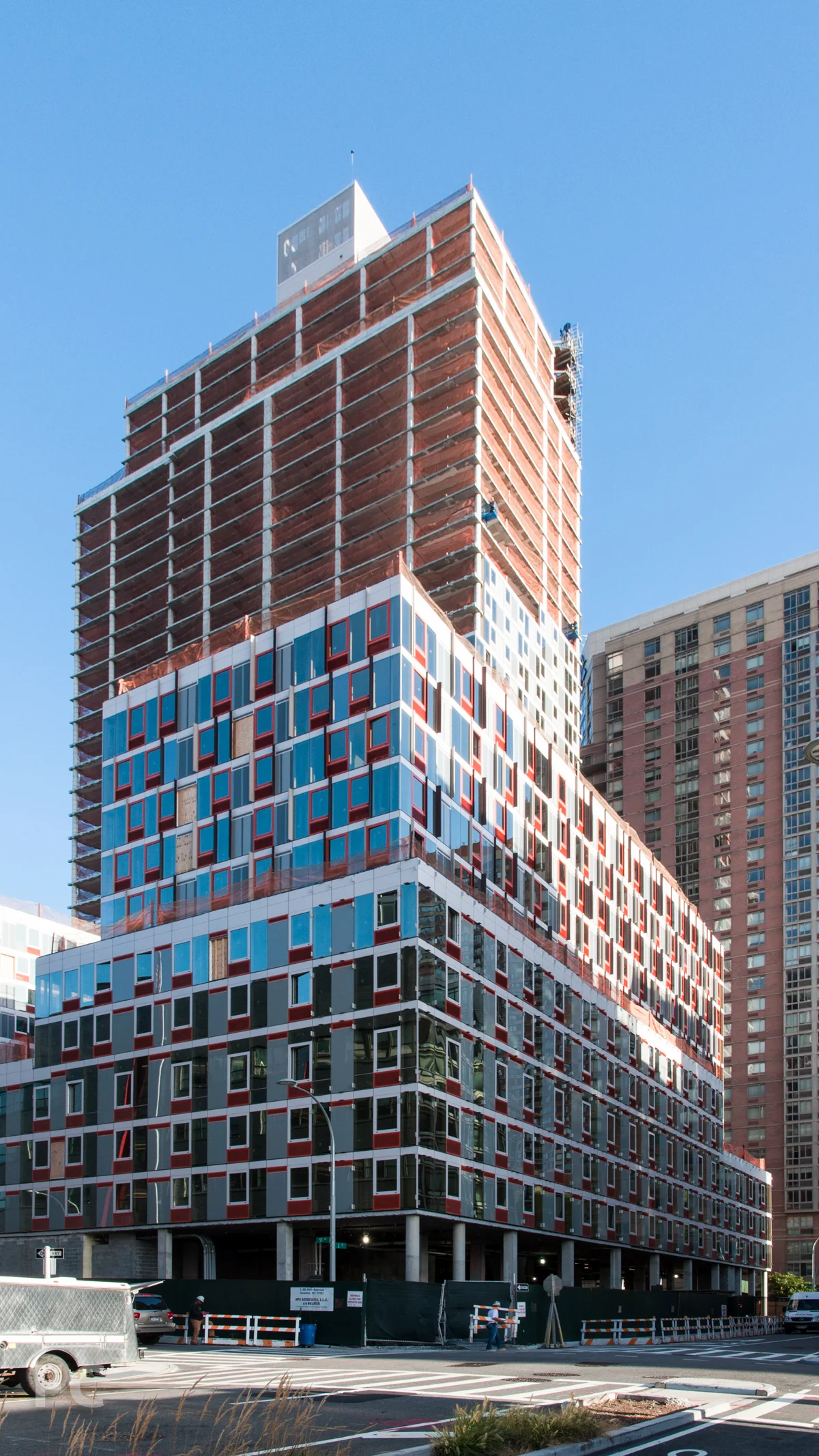 The southeast corner of Building A from 2nd Street.