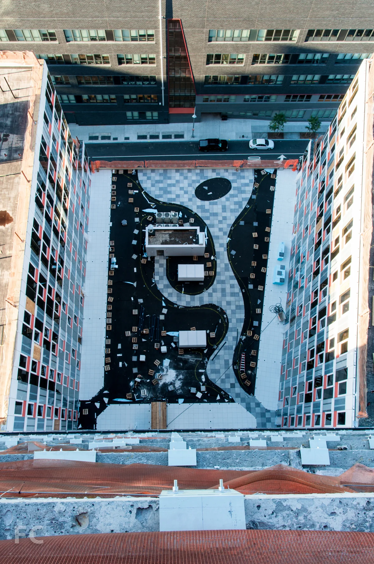 The podium roof deck of Building A.