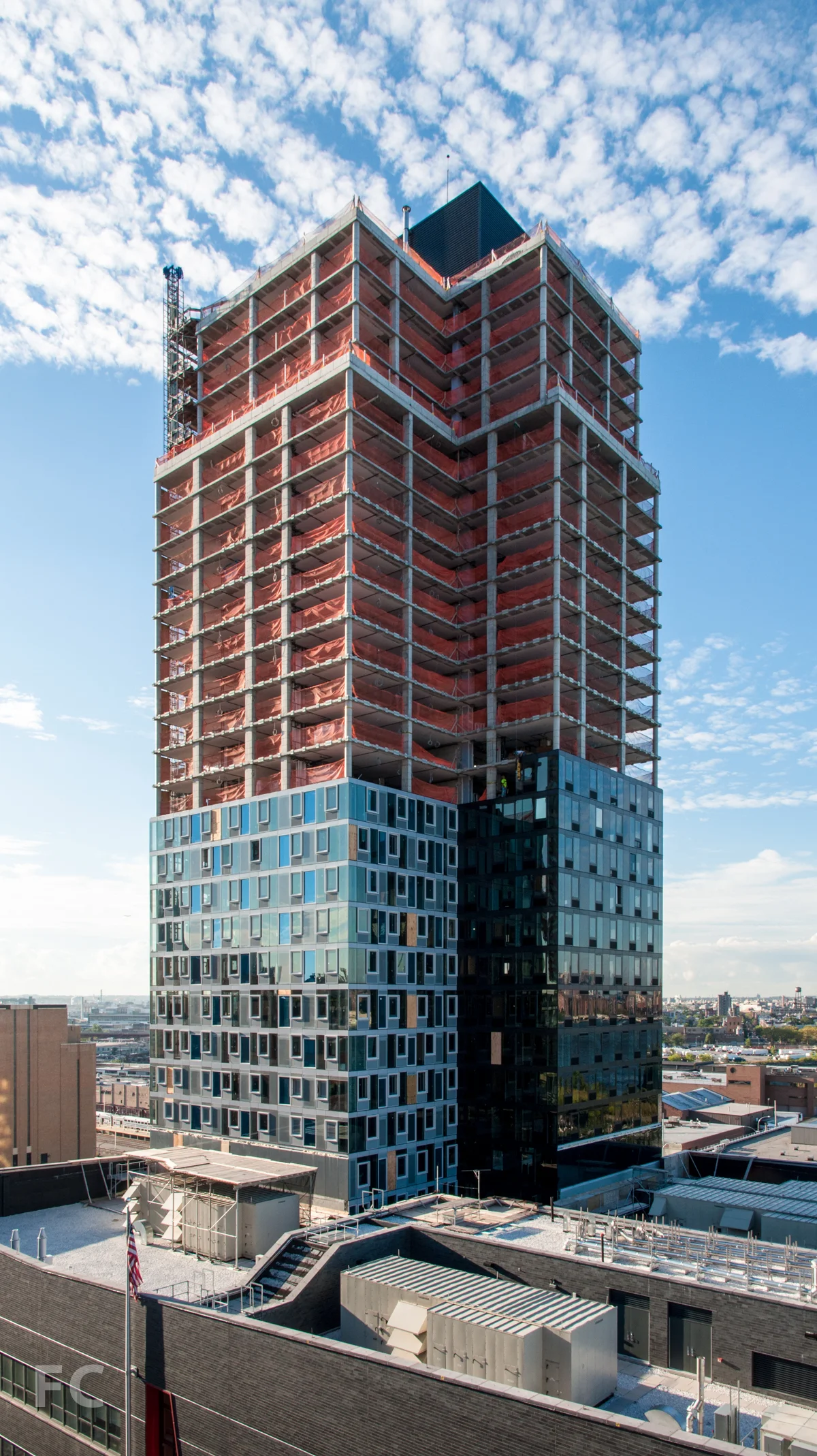 The northwest corner of Building B.