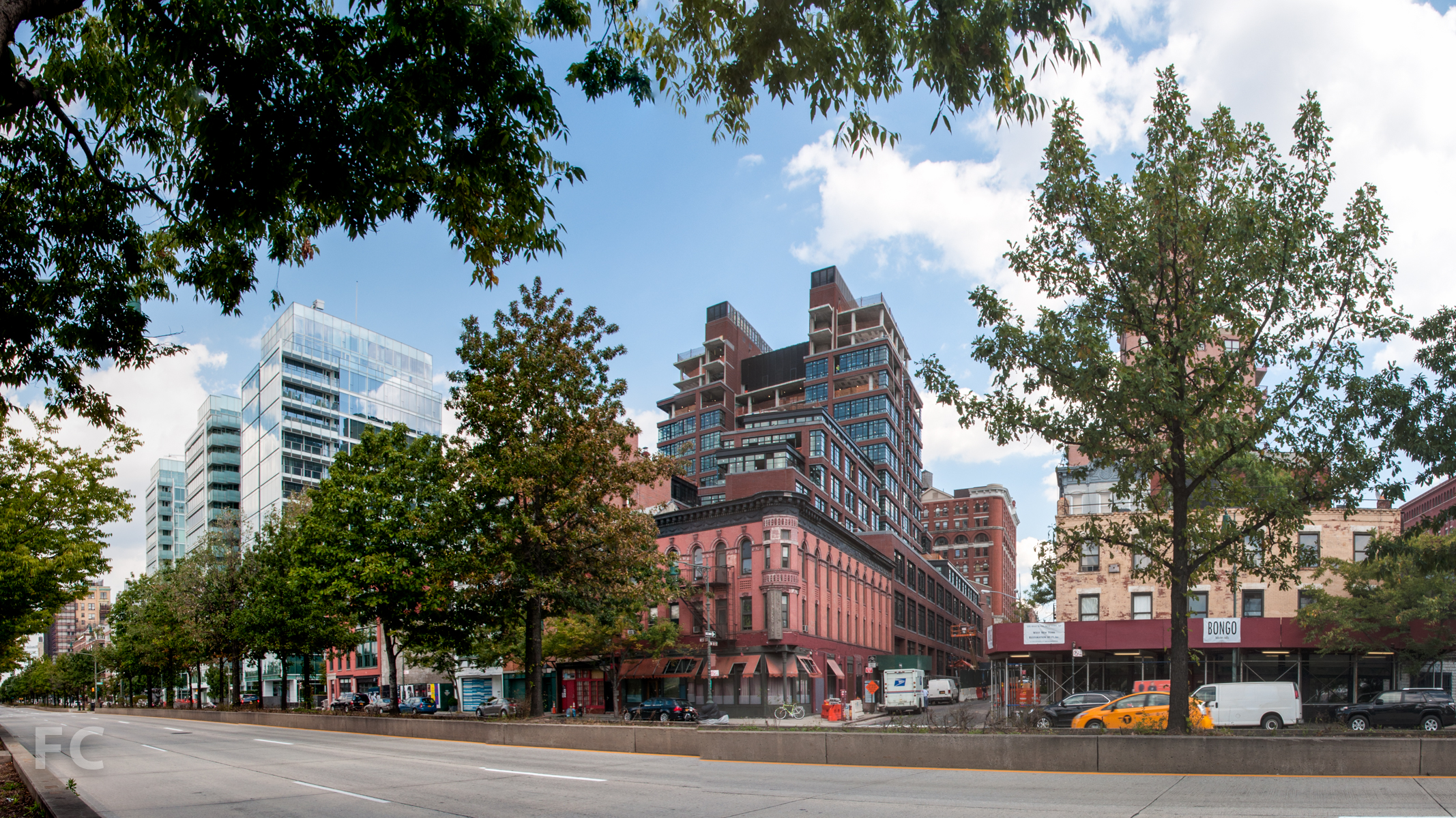 The southwest corner from West Street.