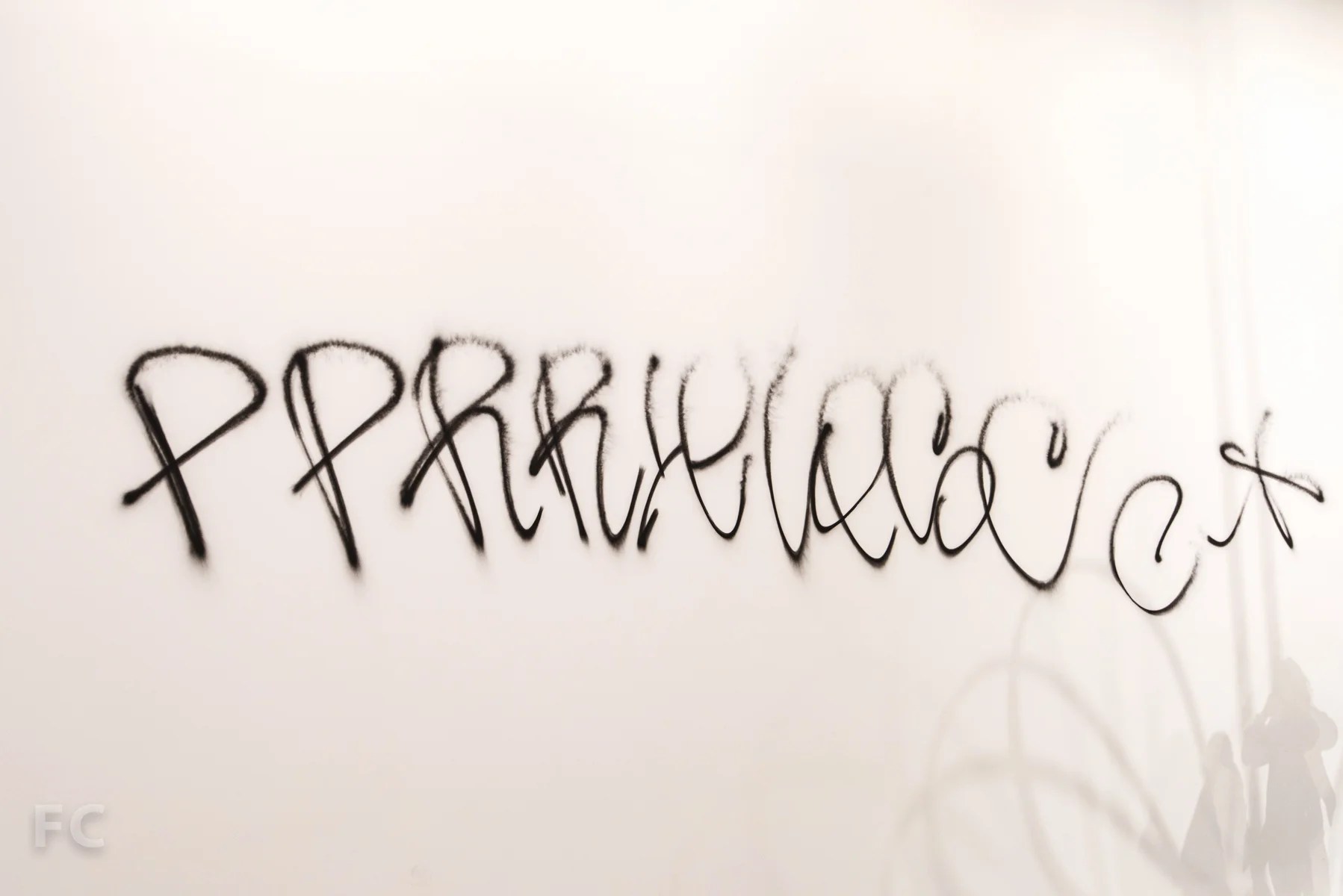 Graffiti on the wall of the Celebration series room of the fourth floor gallery. 