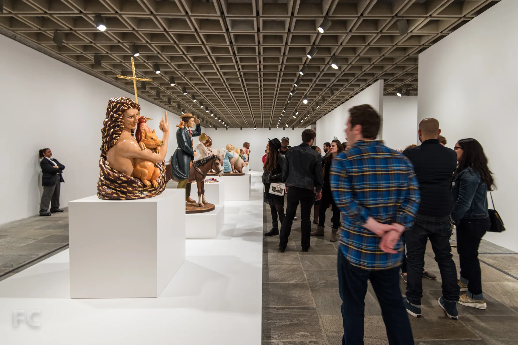 The statues in the Banality series on the third floor gallery space.