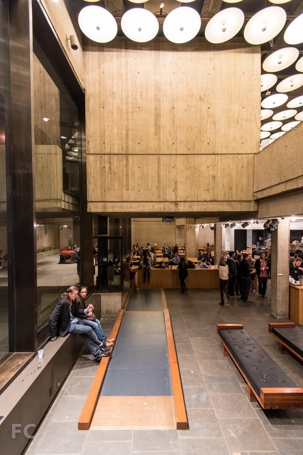 The restaurant and sunken court. 