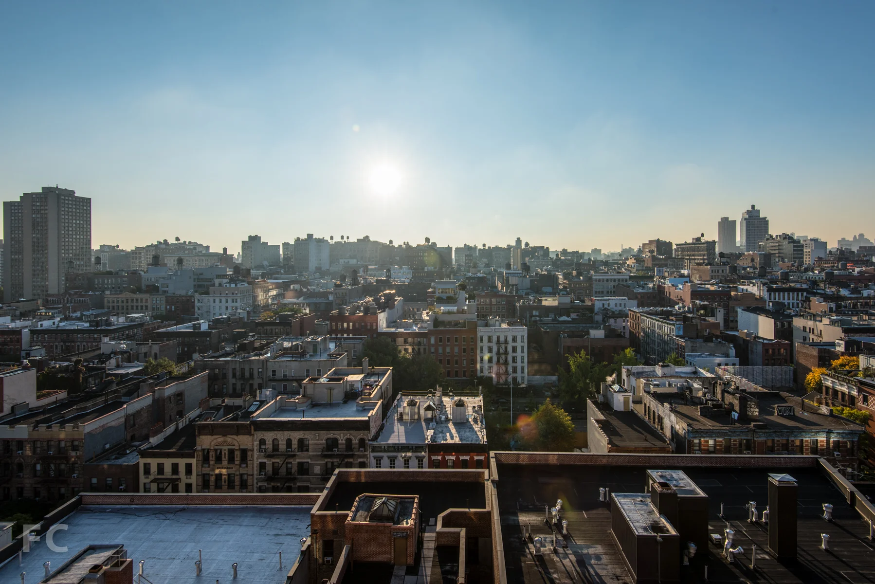 Looking east from the Penthouse A roof terrace.
