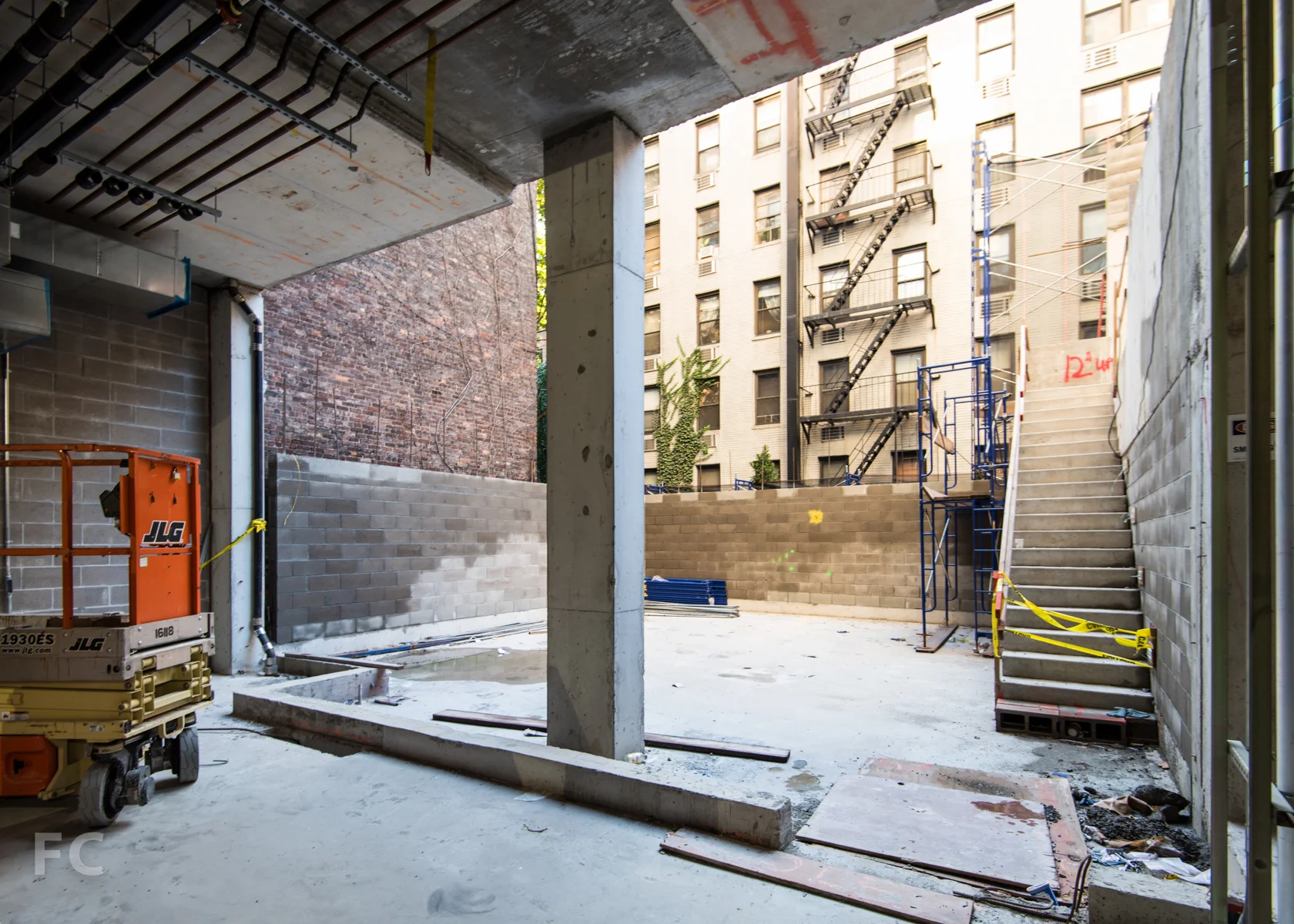 View of the ground floor garden from the lobby.